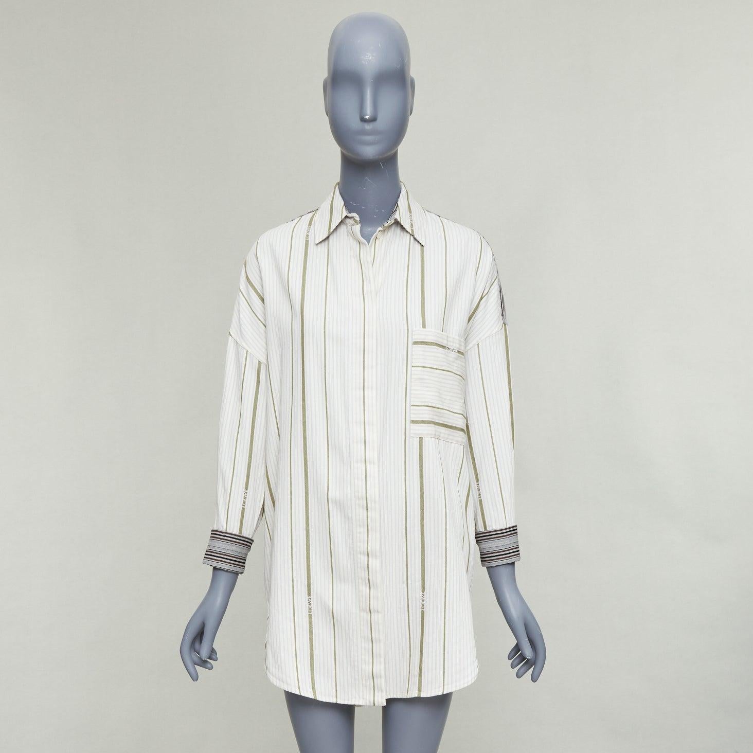 LOEWE 2022 camicia oversize in lana e cotone con logo sottile Sz32 in vendita 4