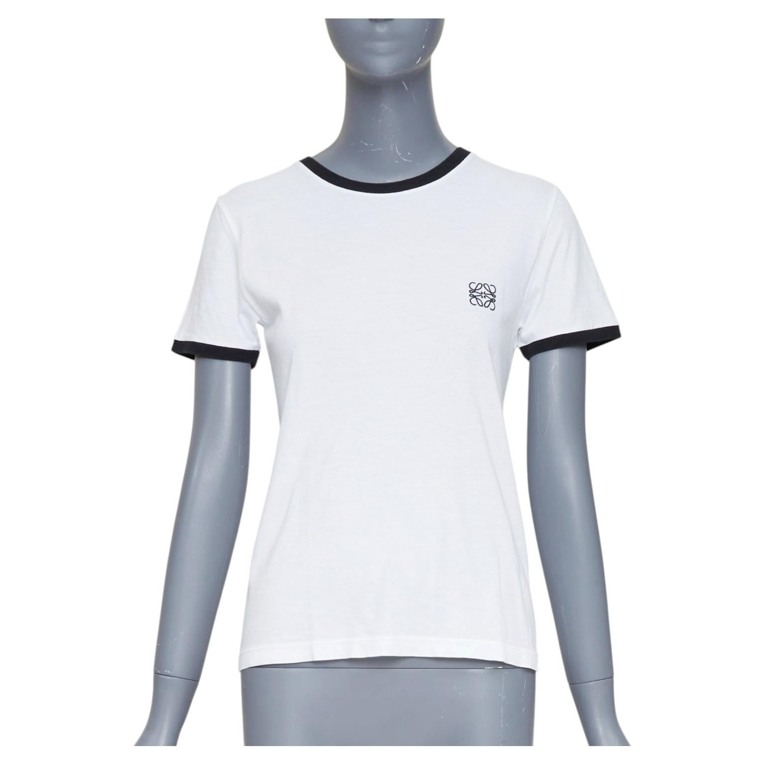 LOEWE 2024 bianco nero Anagramma ricamato tshirt slim-fit ringer S