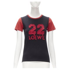 LOEWE 22 logo frayed patchwork black white Y2K tshirt S