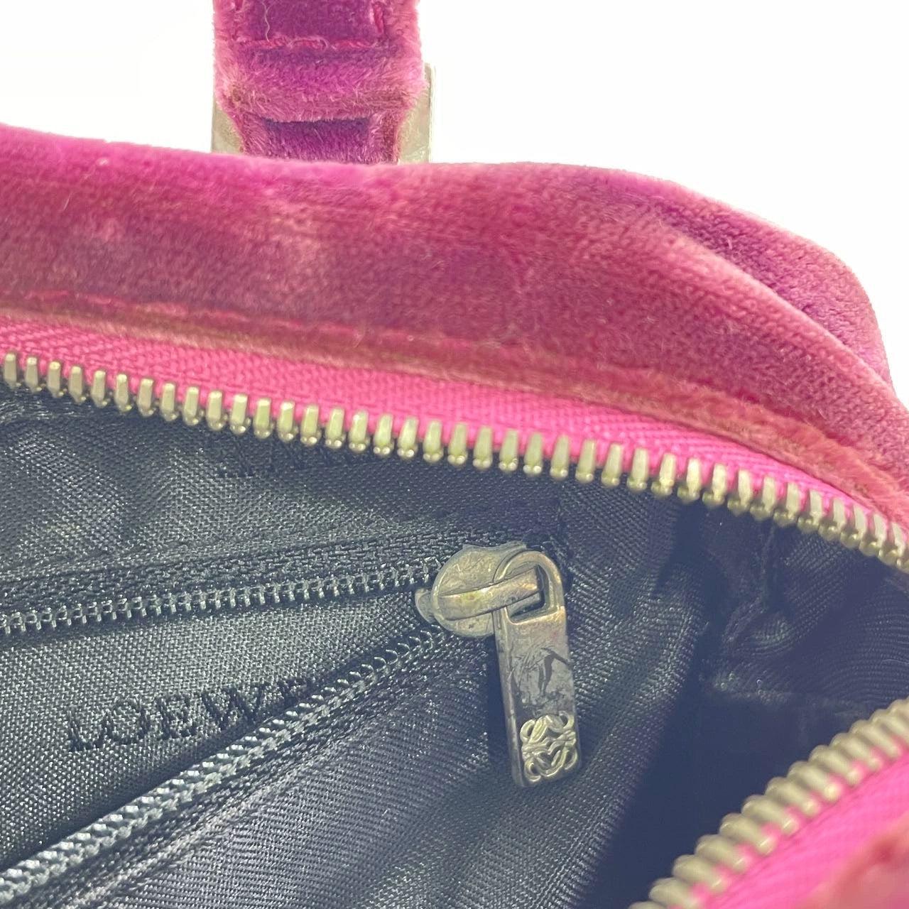 Loewe Amazona 19 Mini Handbag in Purple Velvet with Crystal Logo For Sale 6
