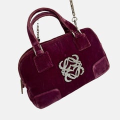 Loewe Amazona 19 Mini Handbag in Purple Velvet with Crystal Logo
