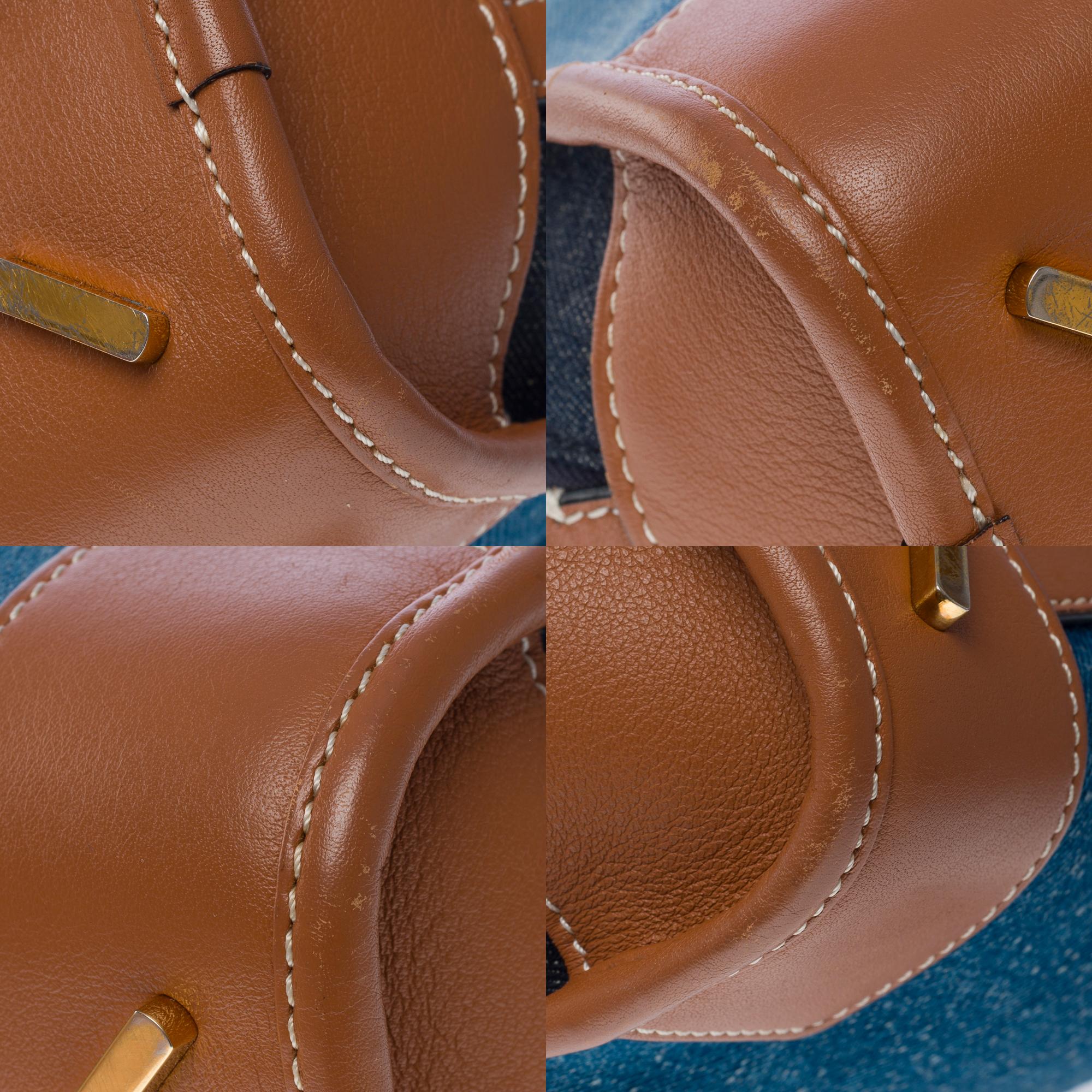 Loewe Amazona 23 2 Way handbag in denim and brown leather, GHW 6