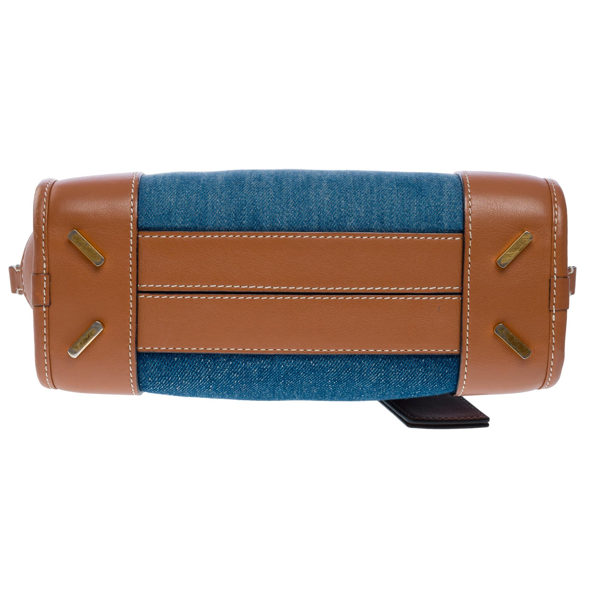 Loewe Amazona 23 2 Way handbag in denim and brown leather, GHW 7
