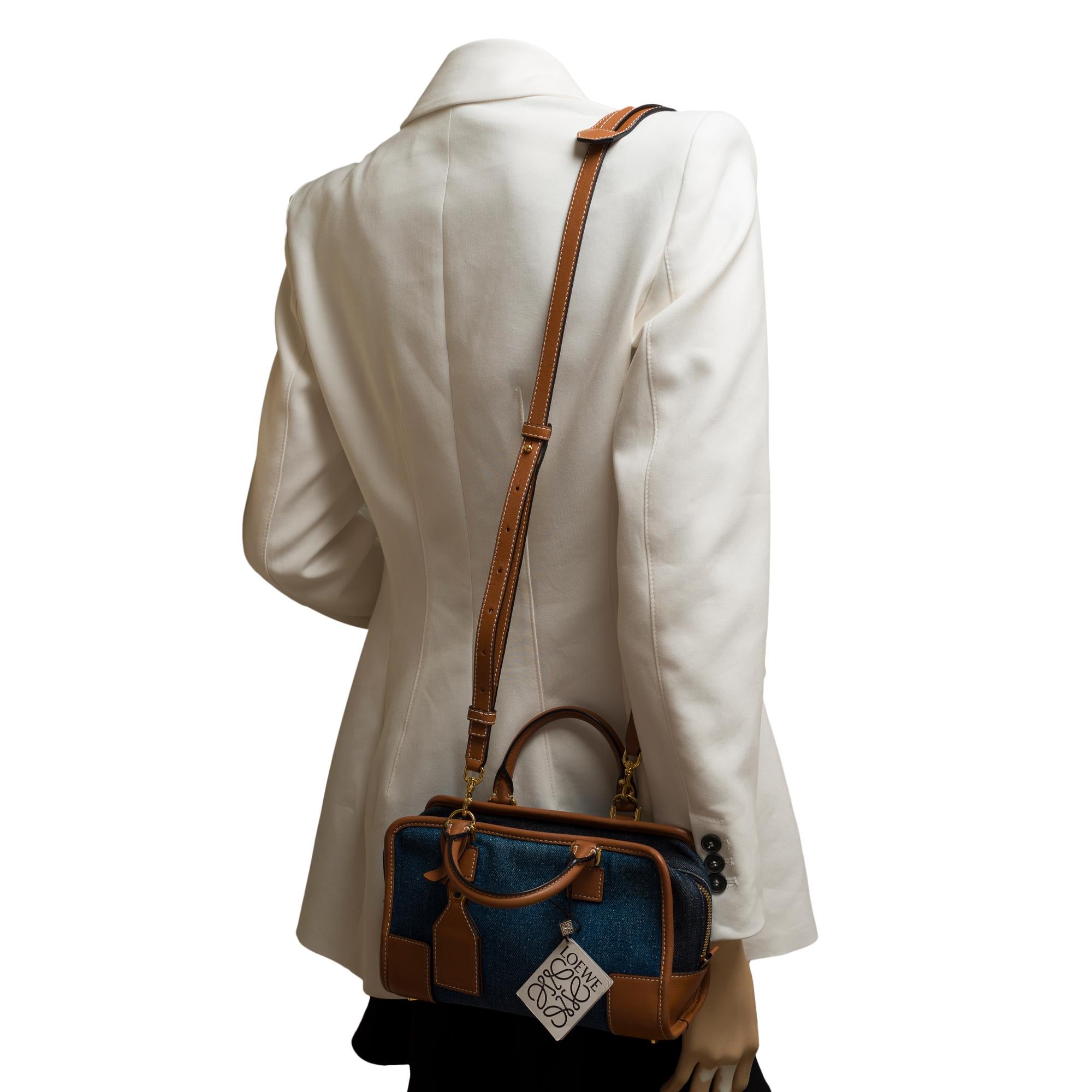 Loewe Amazona 23 2 Way handbag in denim and brown leather, GHW 8