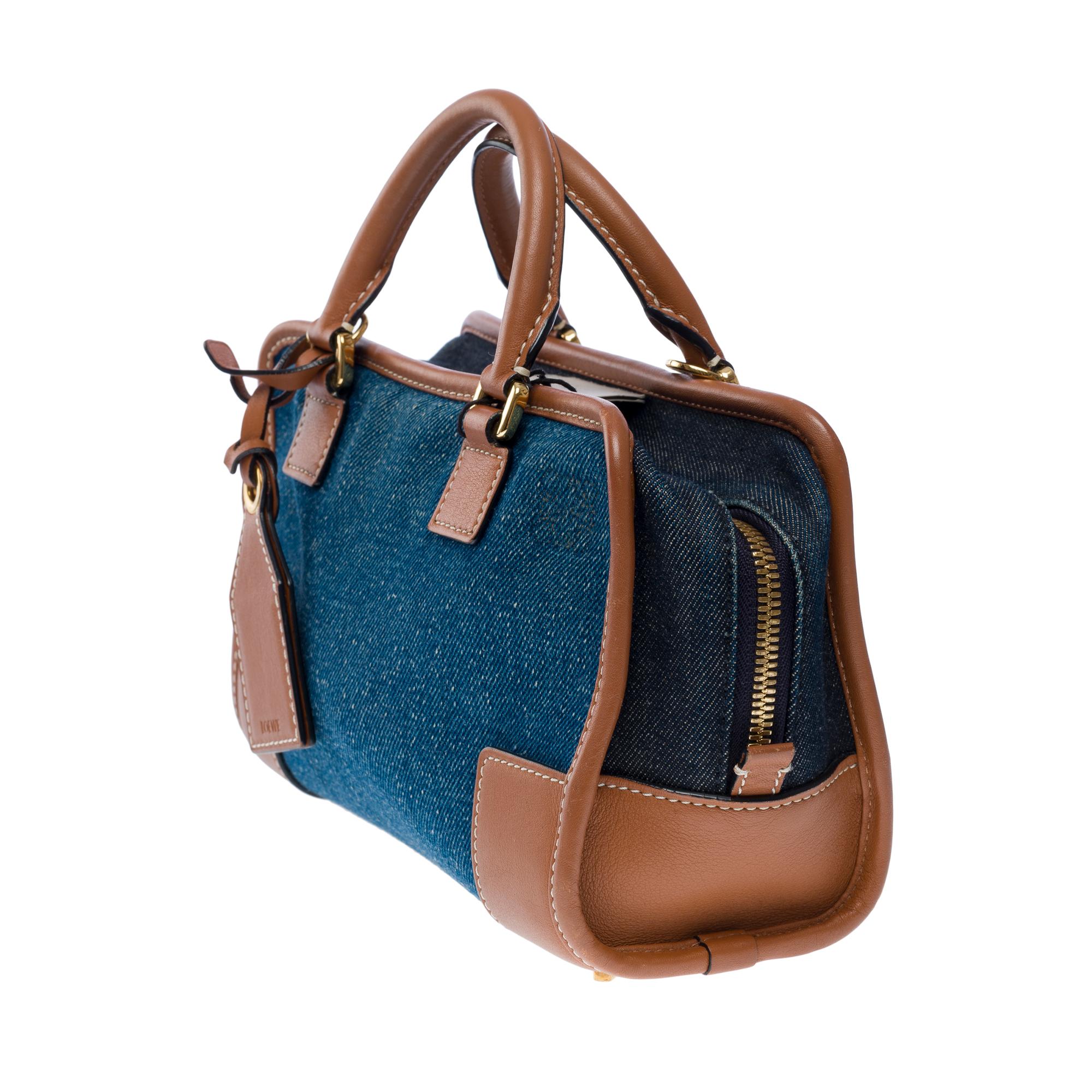 Loewe Amazona 23 2 Way handbag in denim and brown leather, GHW 1