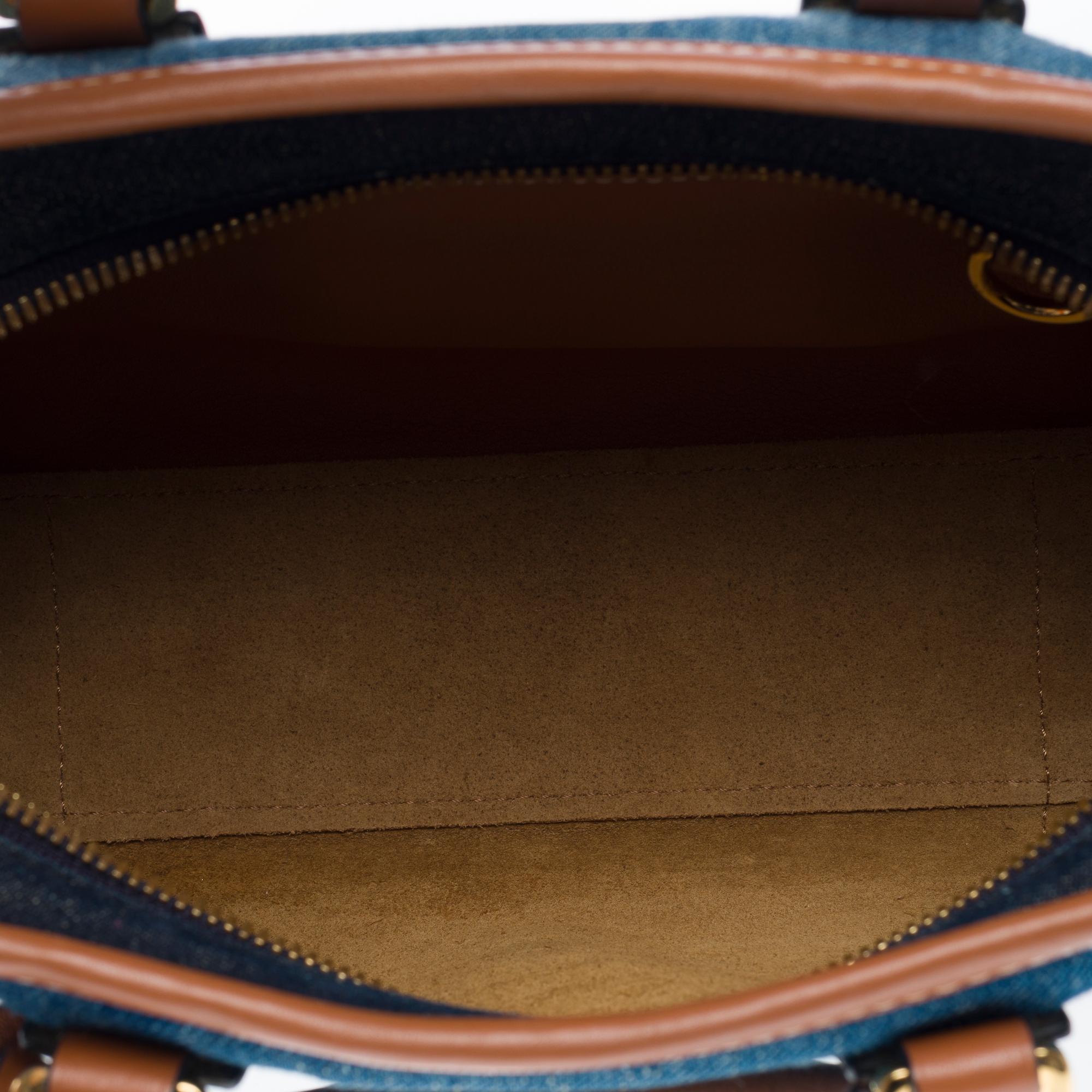 Loewe Amazona 23 2 Way handbag in denim and brown leather, GHW 4