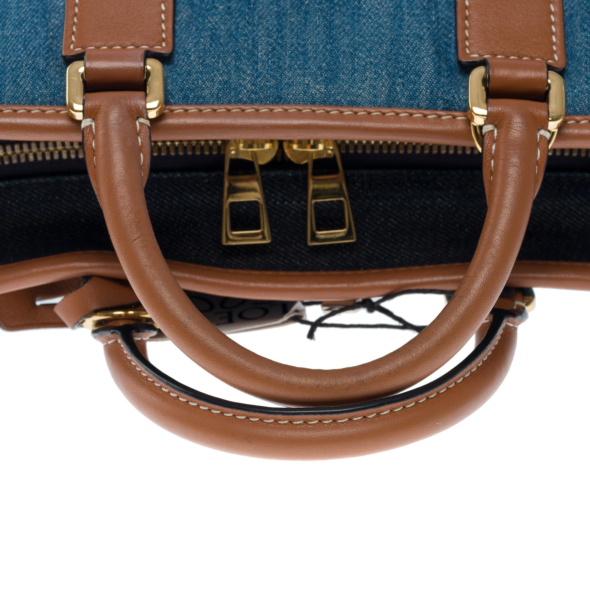 Loewe Amazona 23 2 Way handbag in denim and brown leather, GHW 5