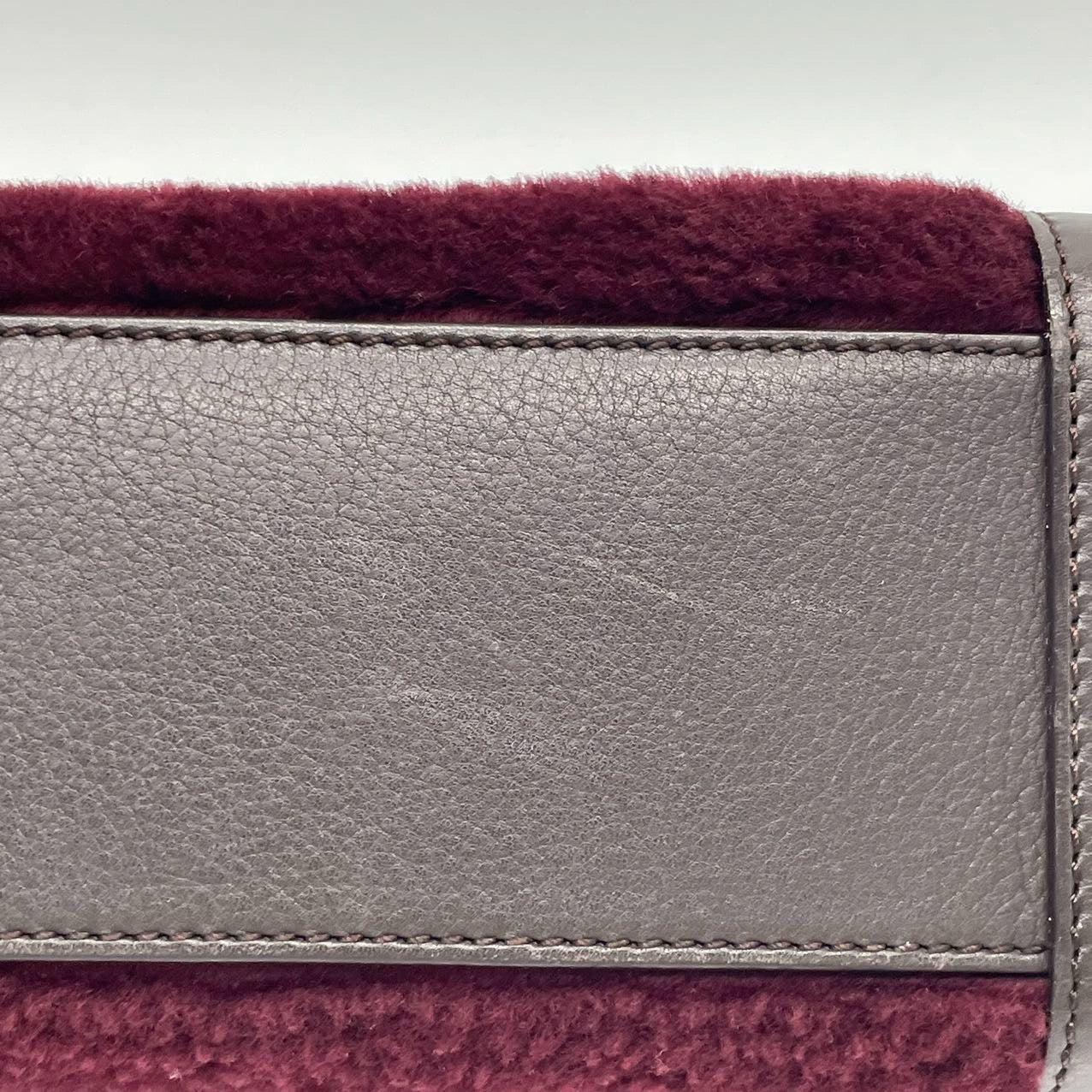 Loewe Amazona 23 in Burgundy Lambskin Leather and Shearling with Strap 7