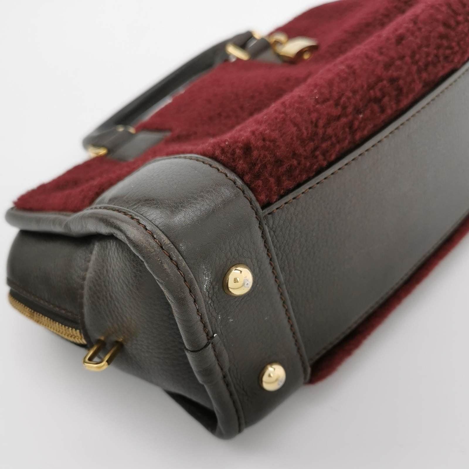 Loewe Amazona 23 in Burgundy Lambskin Leather and Shearling with Strap 9