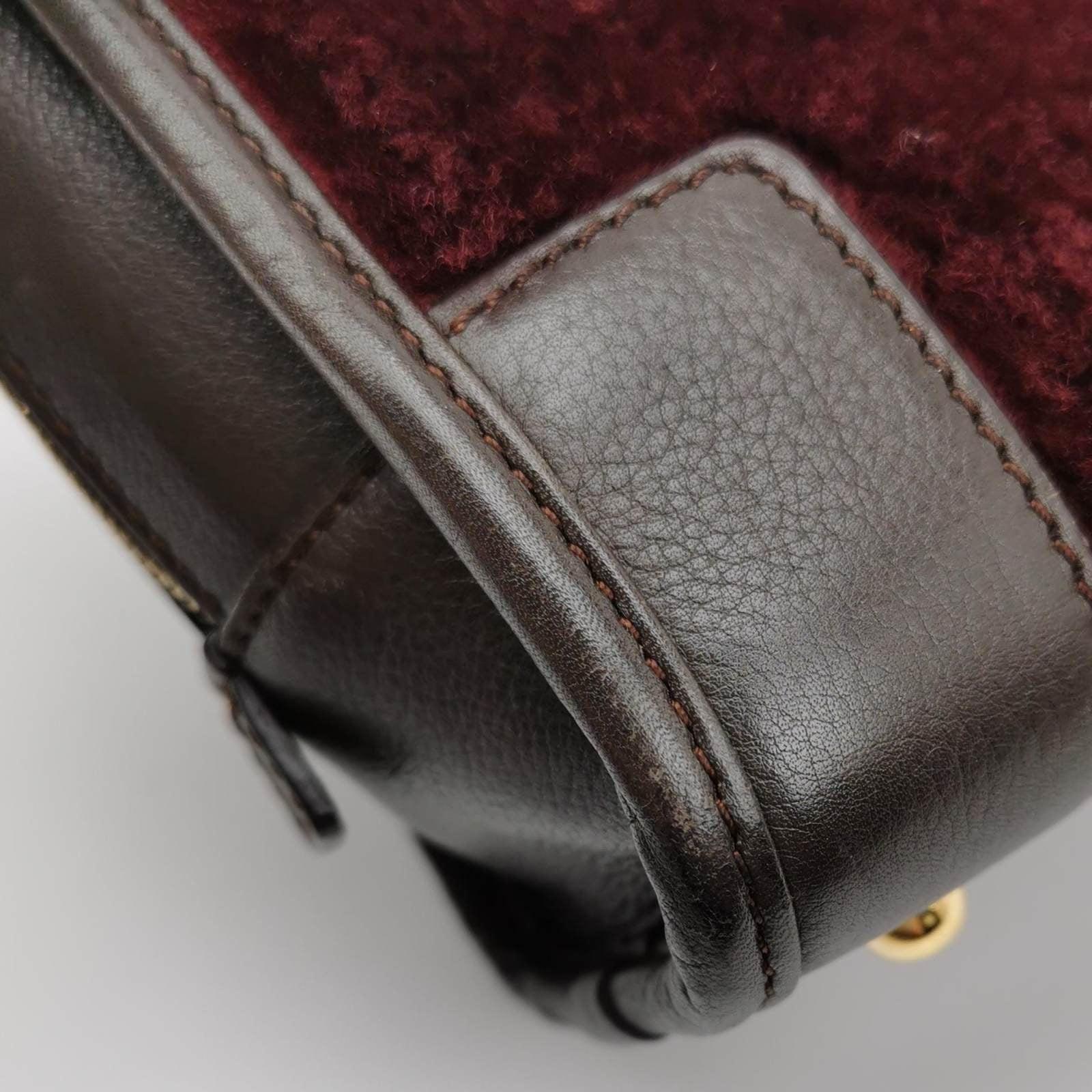 Loewe Amazona 23 in Burgundy Lambskin Leather and Shearling with Strap 12
