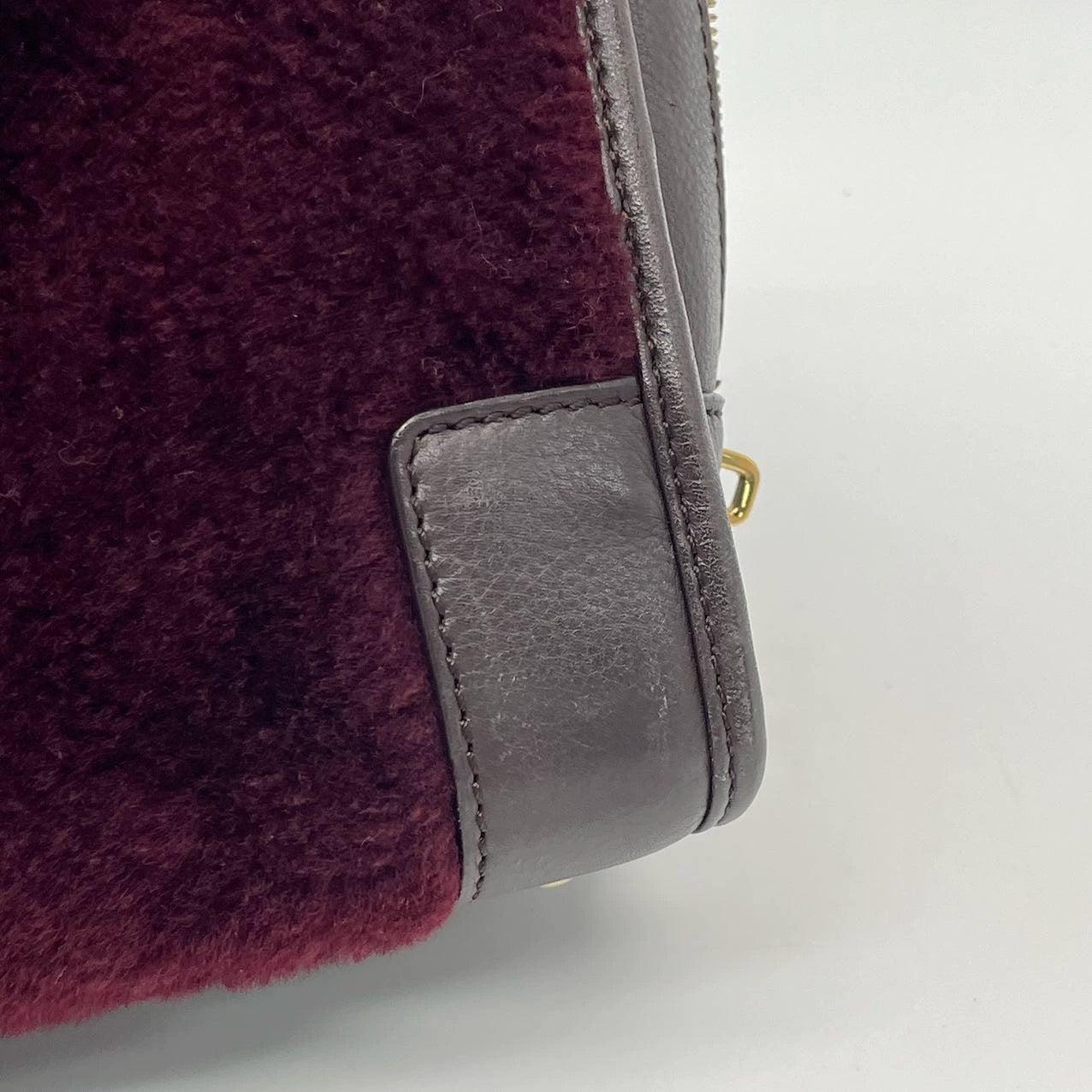 Loewe Amazona 23 in Burgundy Lambskin Leather and Shearling with Strap 13