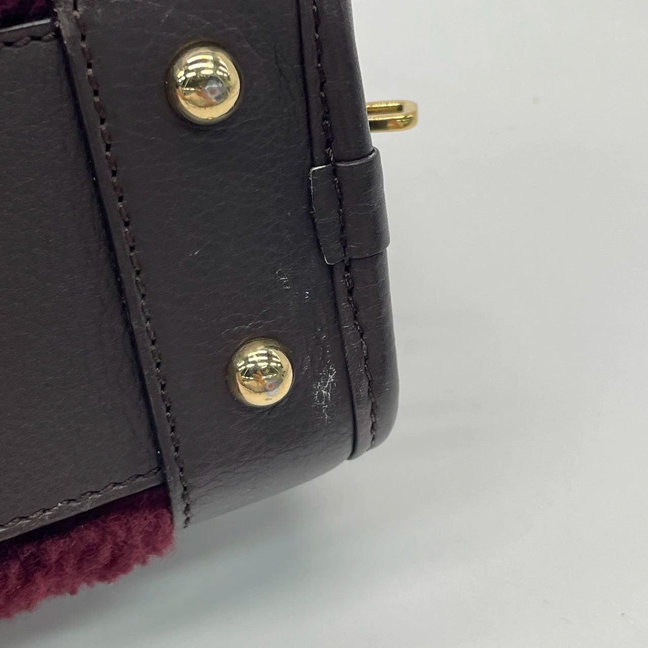 Loewe Amazona 23 en piel de cordero burdeos y shearling con correa 14