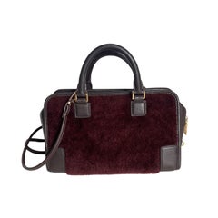 Loewe Amazona 23 in Burgundy Lambskin Leather and Shearling with Strap