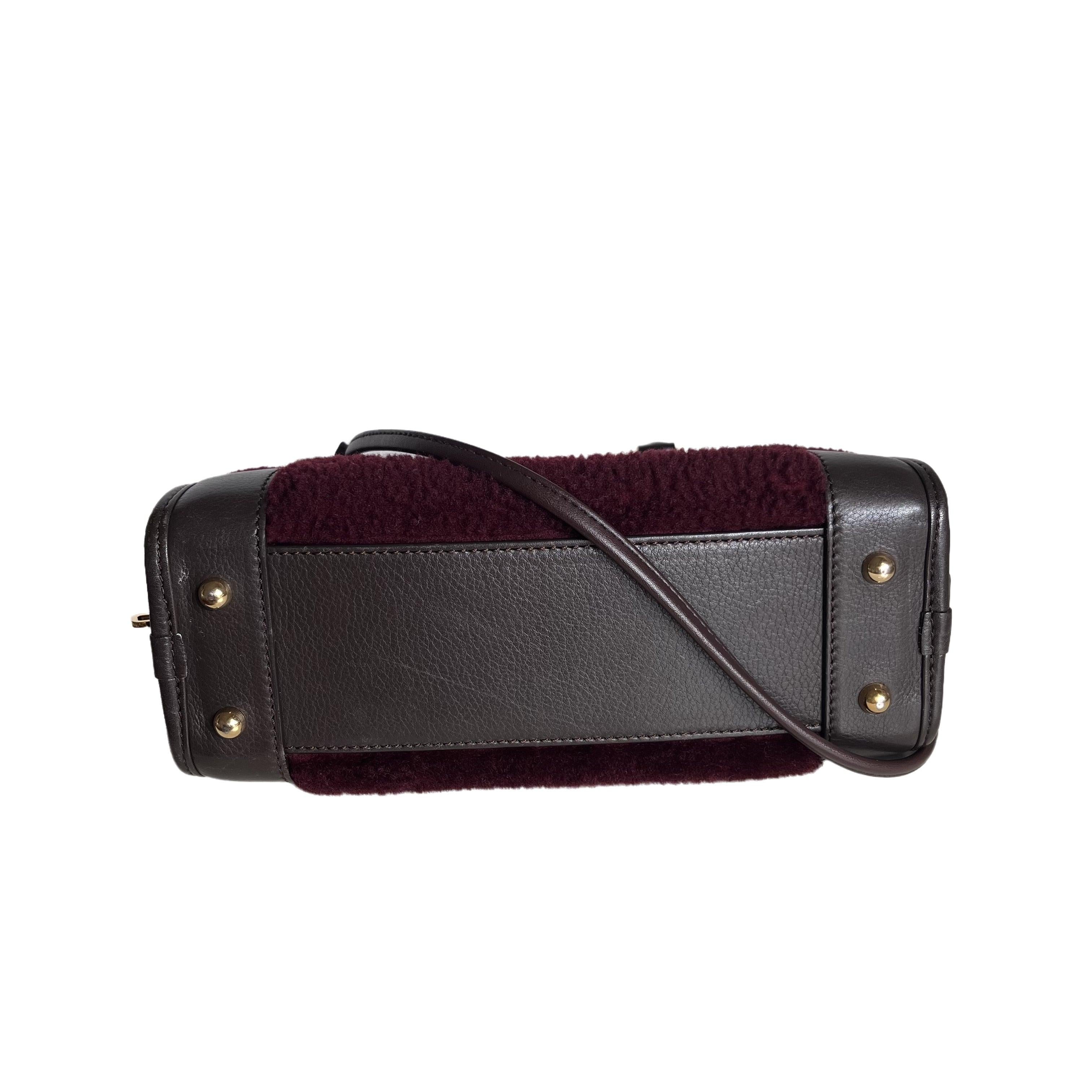 De las mujeres Loewe Amazona 23 en piel de cordero burdeos y shearling con correa