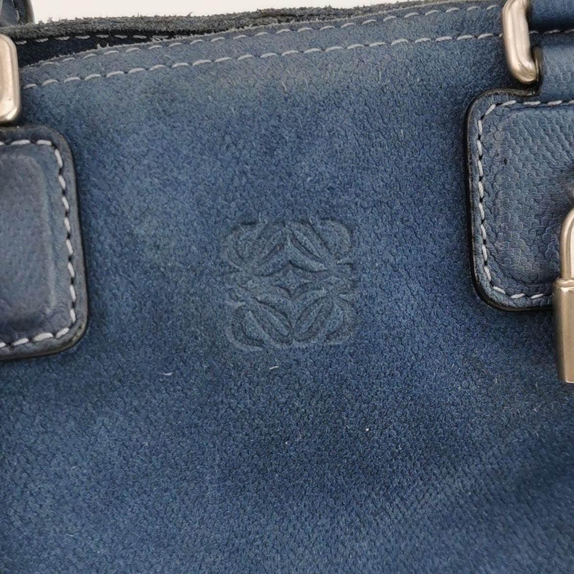 Loewe Amazona 23 in Navy Blue Suede Leather with Strap 6