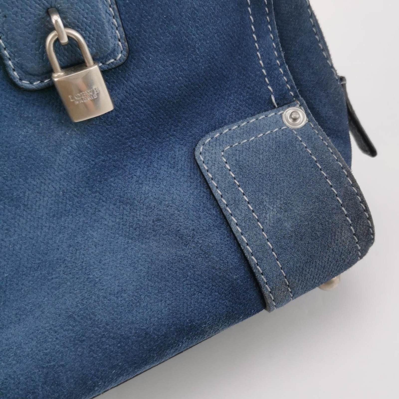 Loewe Amazona 23 in Navy Blue Suede Leather with Strap 7