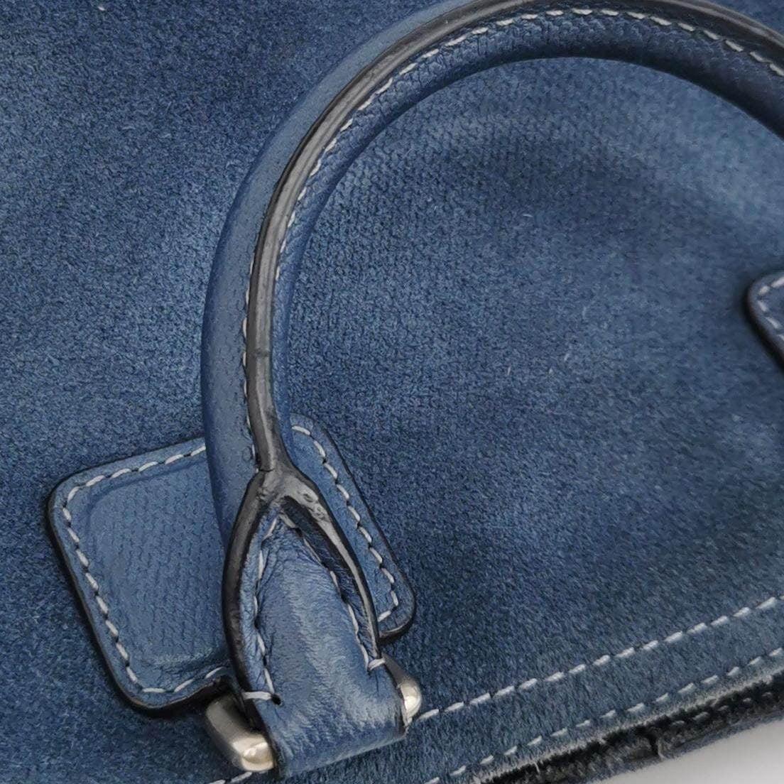 Loewe Amazona 23 in Navy Blue Suede Leather with Strap 9