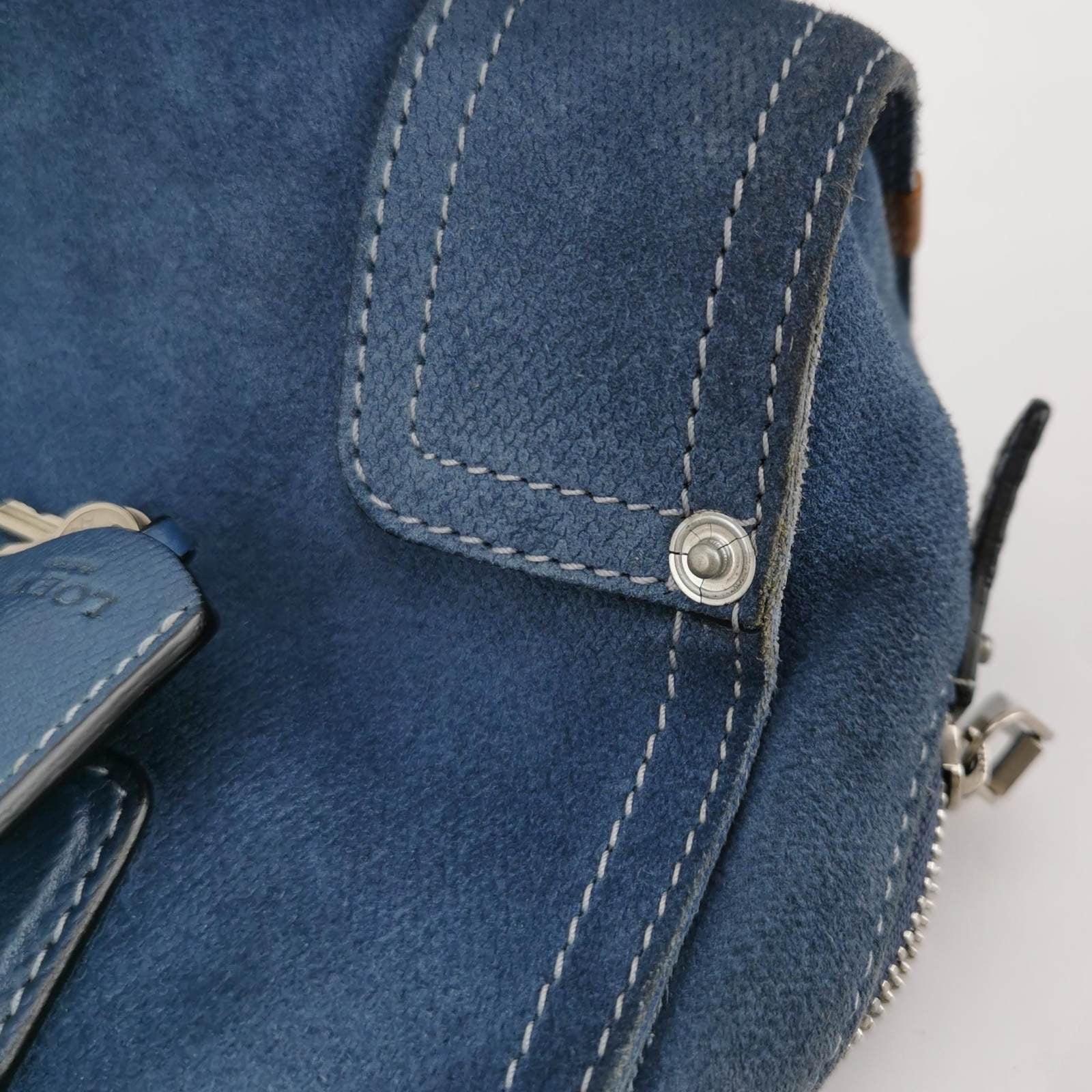 Loewe Amazona 23 in Navy Blue Suede Leather with Strap 11