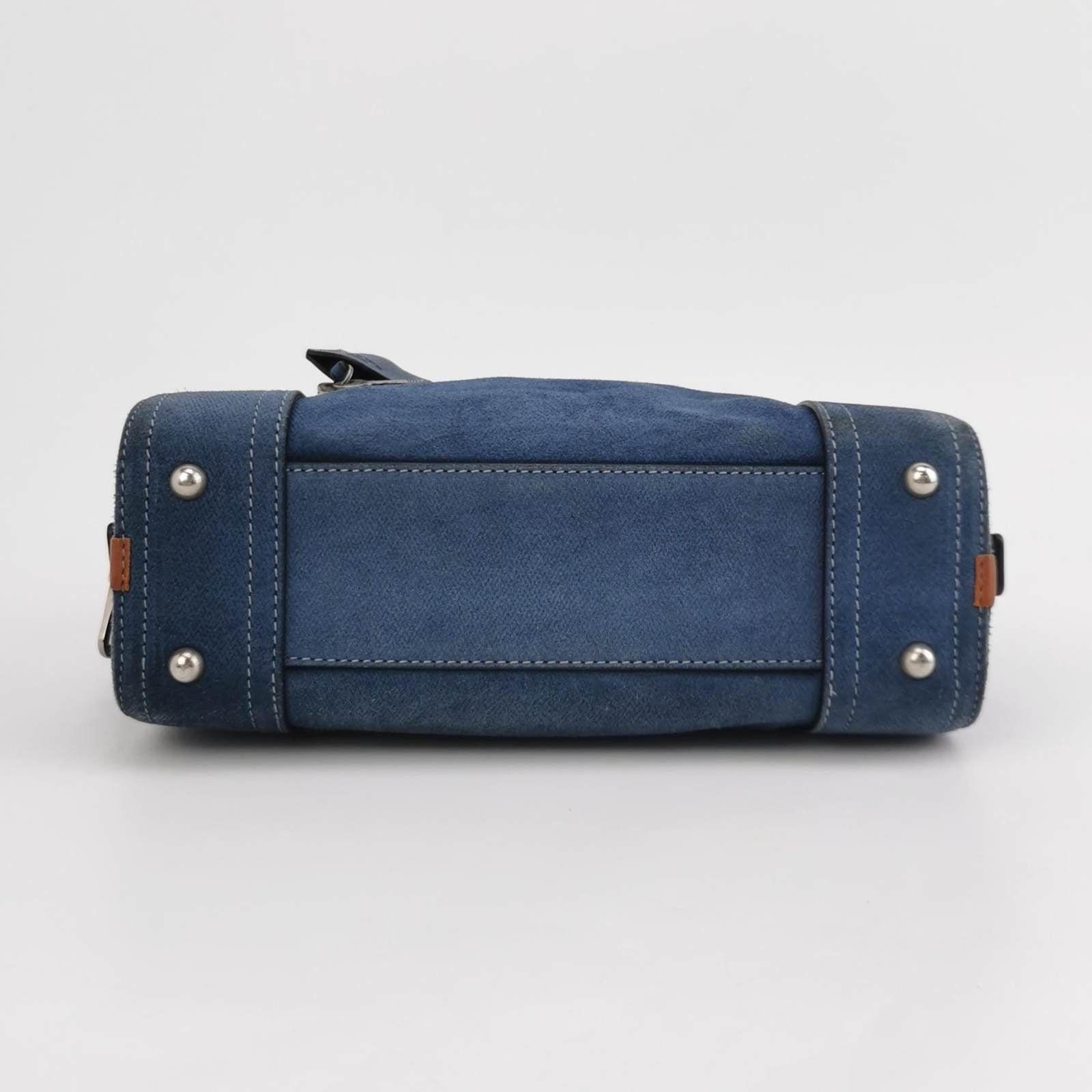 Loewe Amazona 23 in Navy Blue Suede Leather with Strap 1