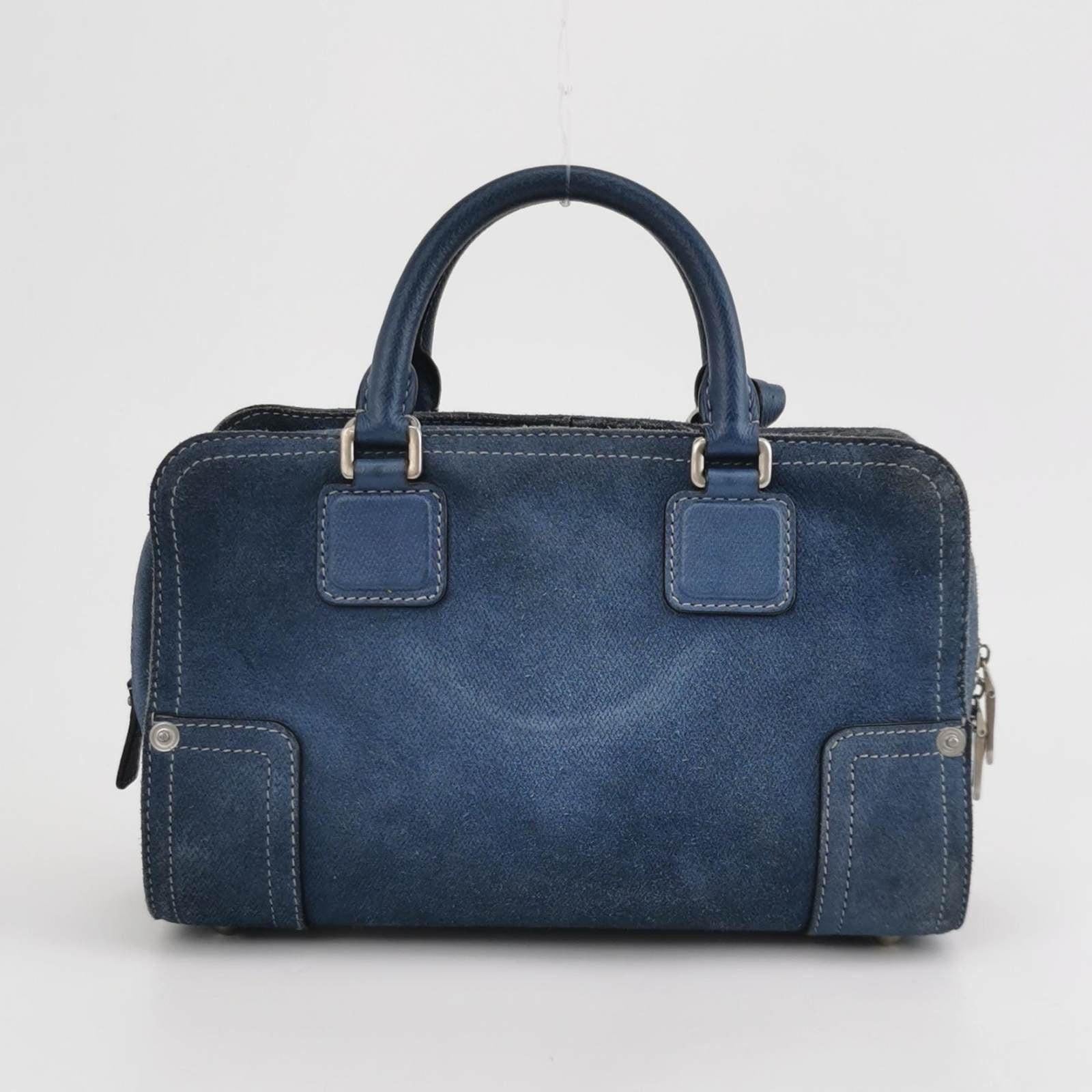 Loewe Amazona 23 in Navy Blue Suede Leather with Strap 2