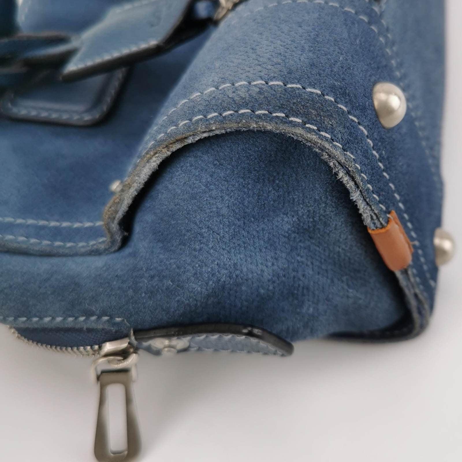 Loewe Amazona 23 in Navy Blue Suede Leather with Strap 4