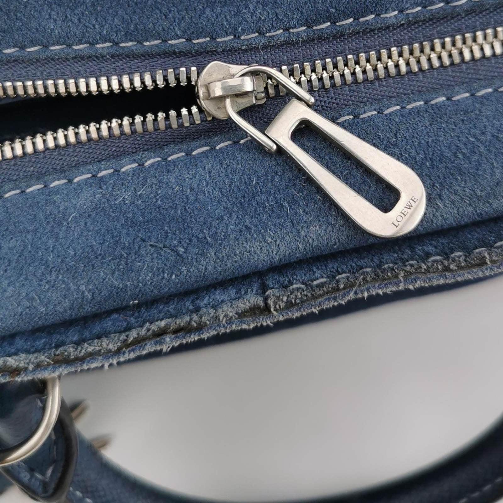 Loewe Amazona 23 in Navy Blue Suede Leather with Strap 5