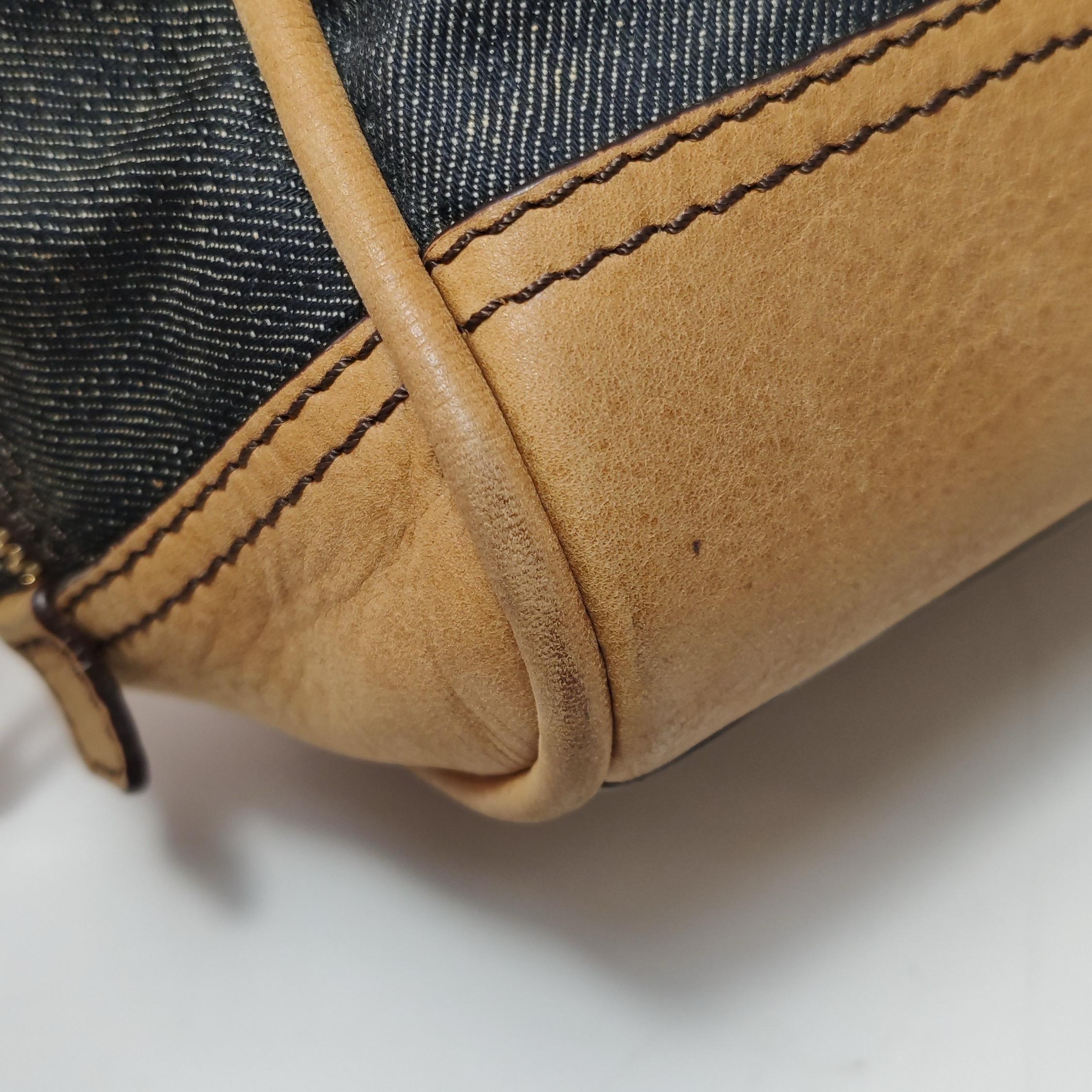 Loewe Amazona 28 Denim Beaded Embroidery Brown Leather Handbag 6