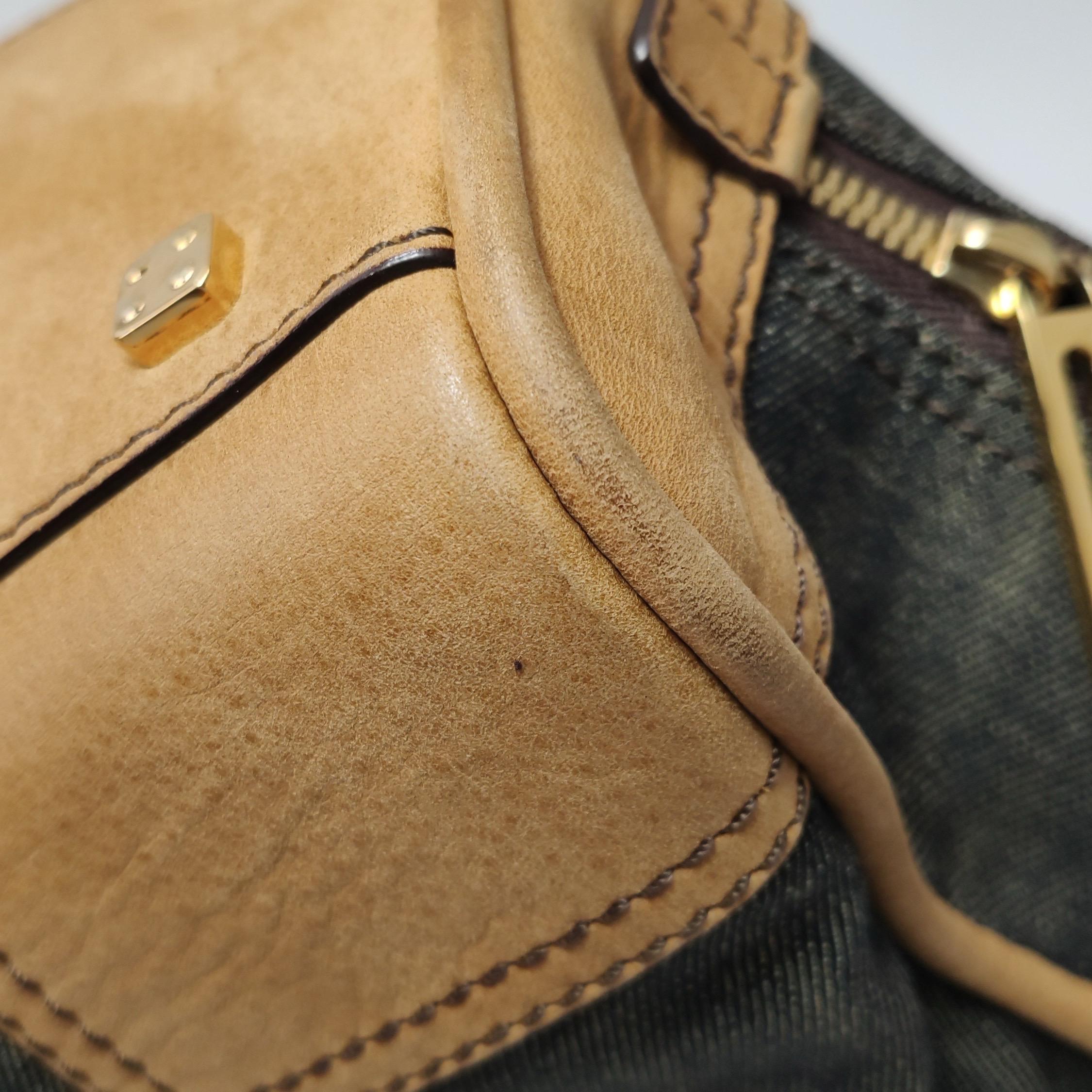 Loewe Amazona 28 Denim Beaded Embroidery Brown Leather Handbag 7