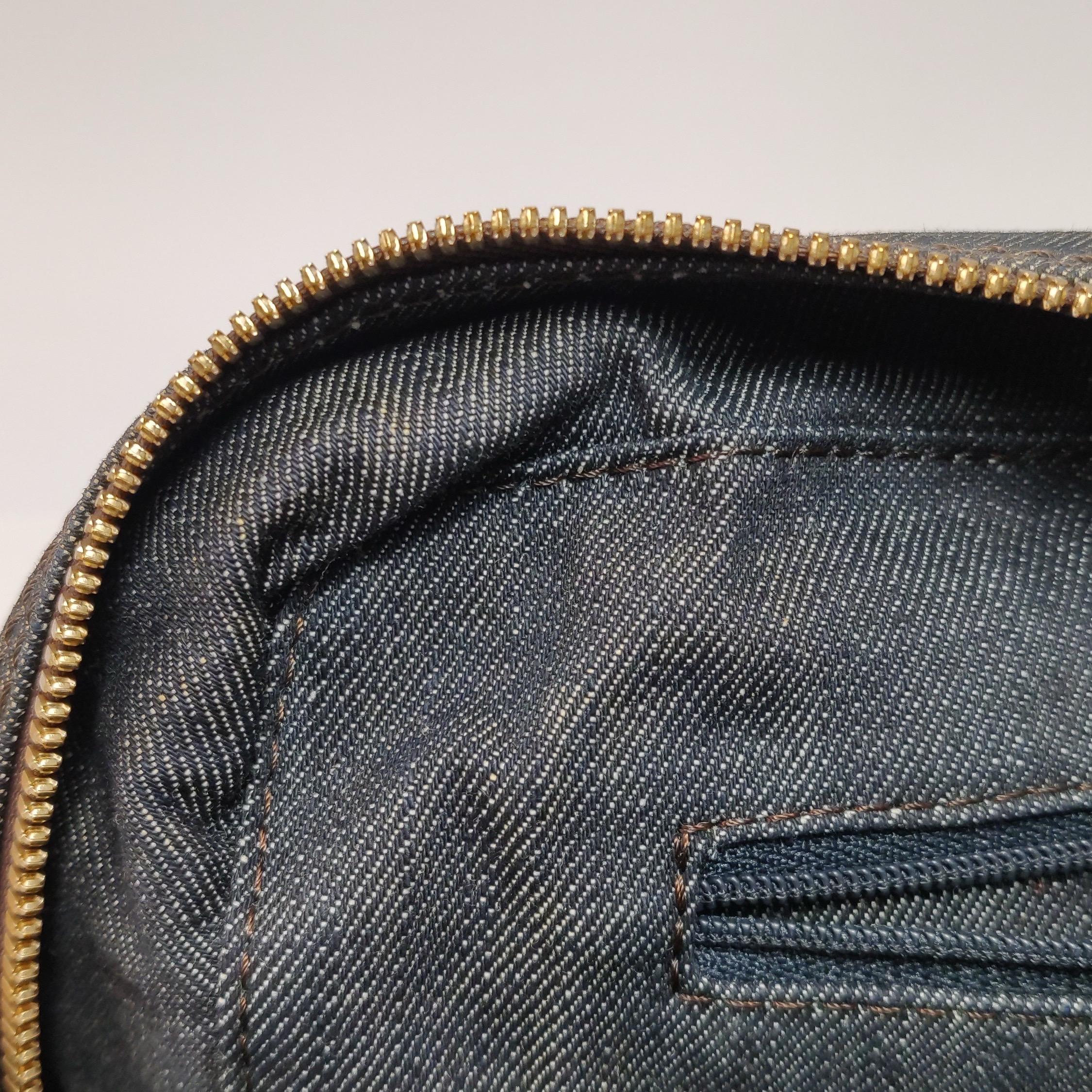 Loewe Amazona 28 Denim Beaded Embroidery Brown Leather Handbag 5