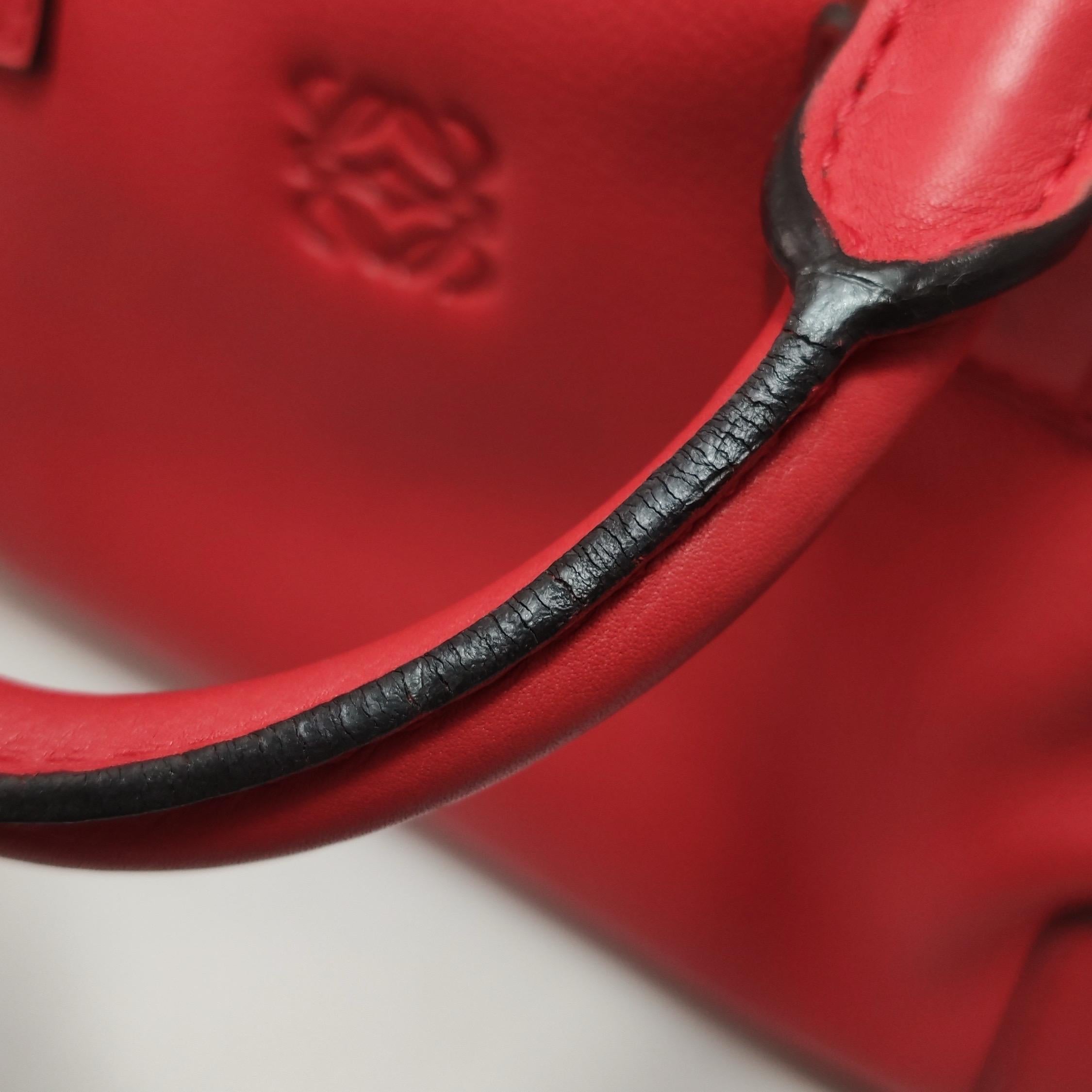 Loewe Amazona 28 en cuir de veau rouge breloque escargot dorée spéciale en vente 9