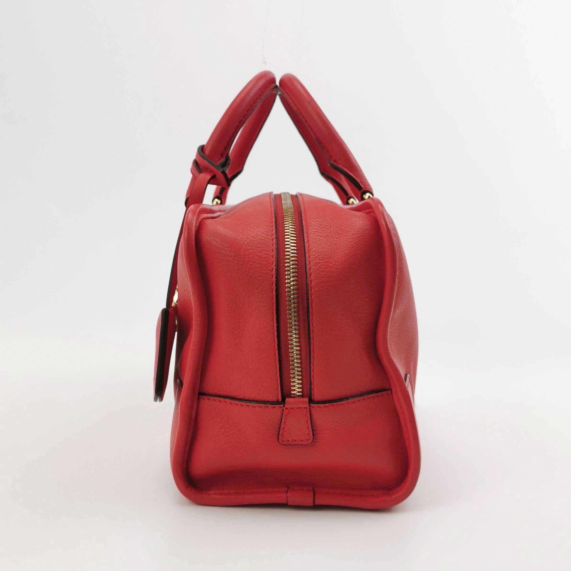 Rouge Loewe Amazona 28 en cuir de veau rouge breloque escargot dorée spéciale en vente