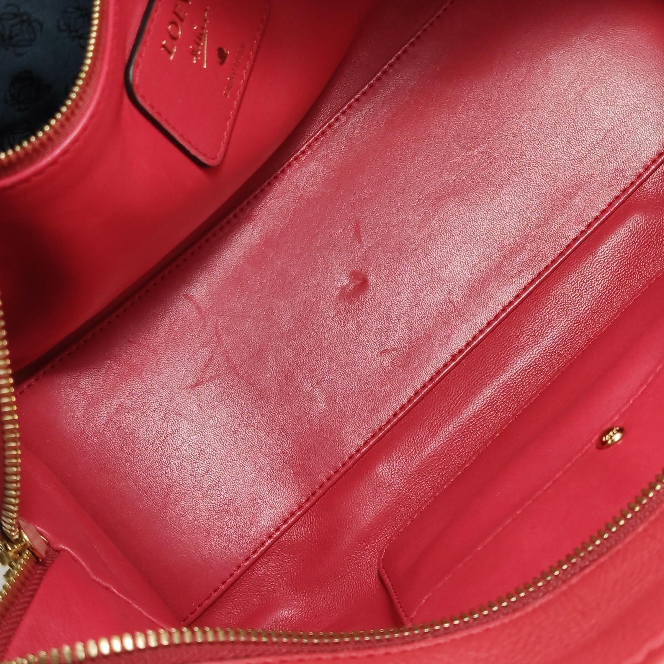 Loewe Amazona 28 en cuir de veau rouge breloque escargot dorée spéciale en vente 2