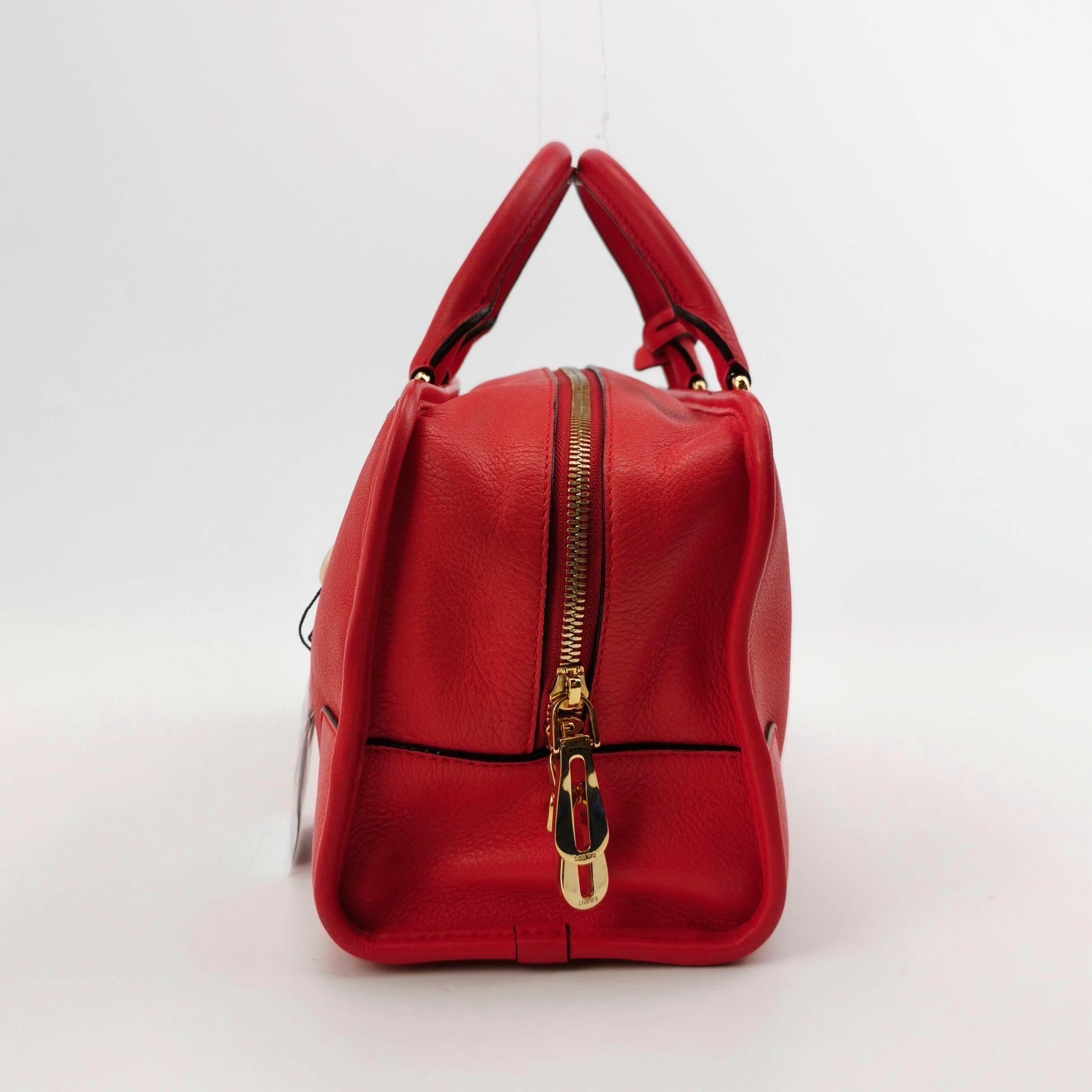 Loewe Amazona 28 en cuir de veau rouge breloque escargot dorée spéciale en vente 3