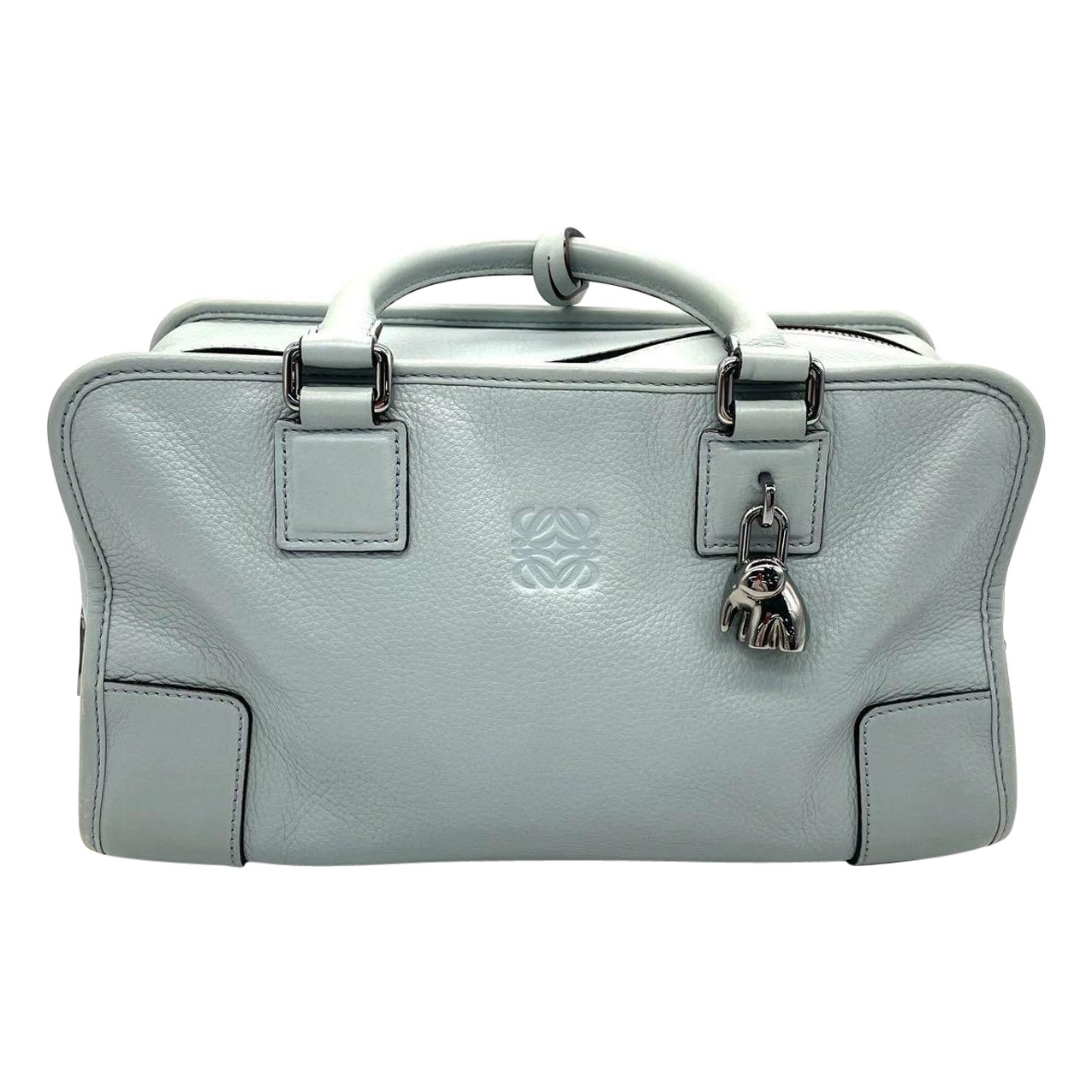 Loewe Amazona 29 in pelle blu con lucchetto a forma di elefante e hardware in tonalità argento in vendita