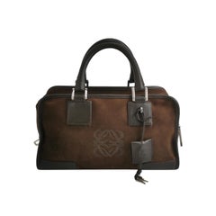 Loewe Amazona 29 Dunkelbraun Wildleder und Leder Henkeltasche