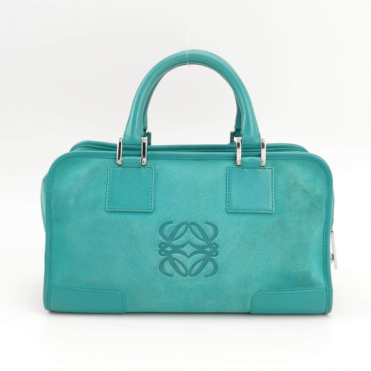 De las mujeres Loewe Amazona 29 en suave piel de ante azul turquesa y herrajes plateados