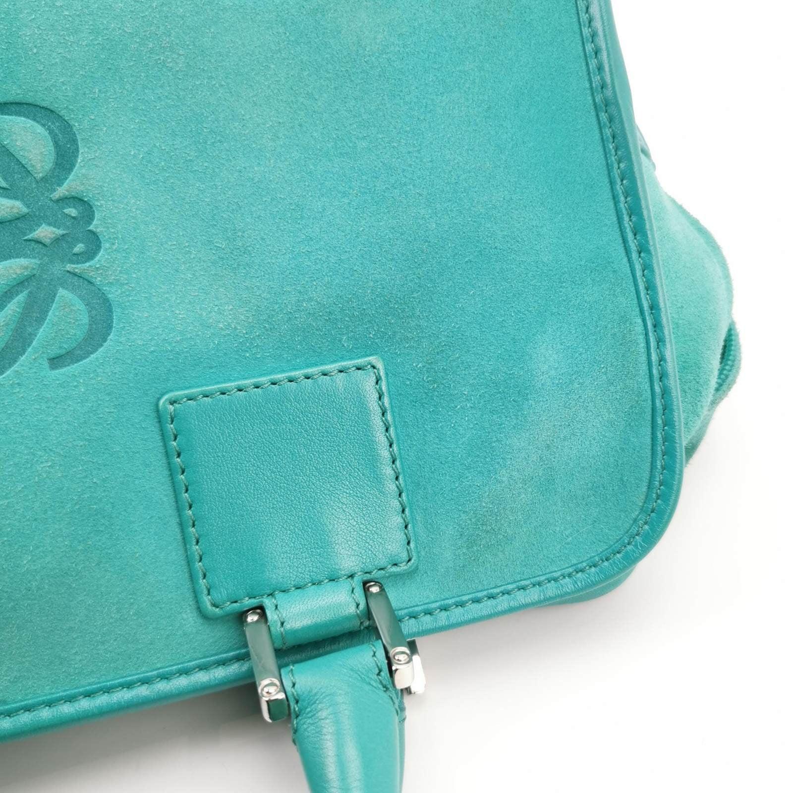 Loewe Amazona 29 en suave piel de ante azul turquesa y herrajes plateados 5