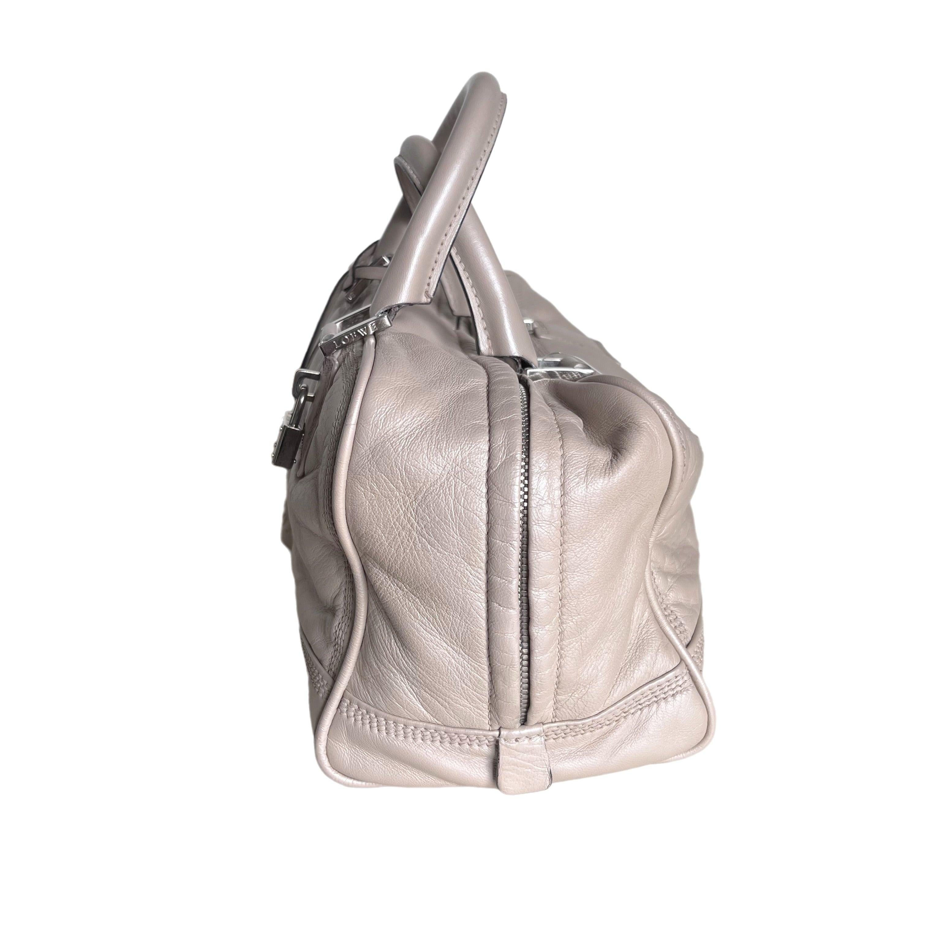 Gray Loewe Amazona 29 Pearlescent Nude Lambskin Leather Zip Around For Sale