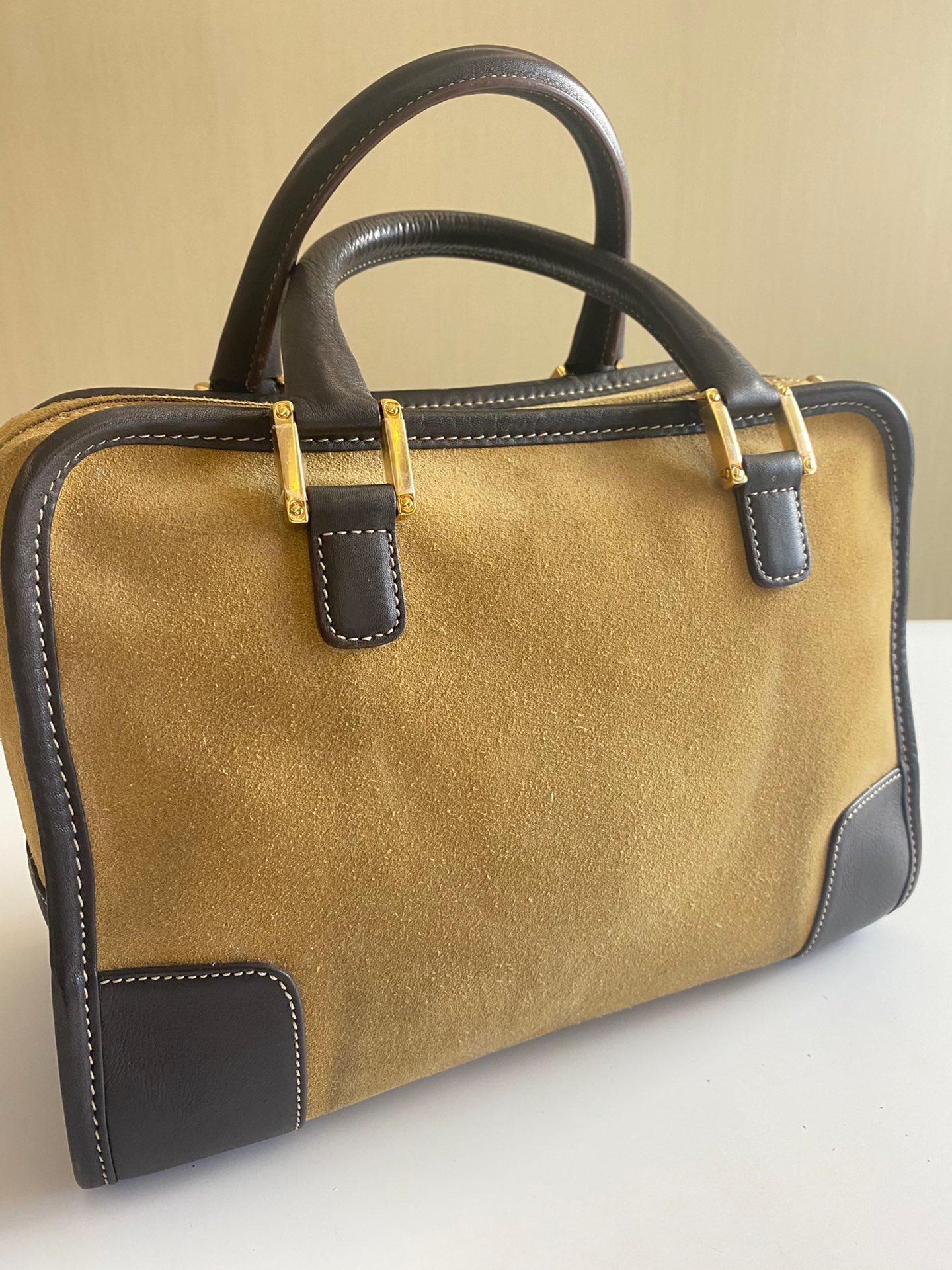 Loewe Amazona 29 Tan Brown Brown Suede and Leather Top Handle Bag en vente 1