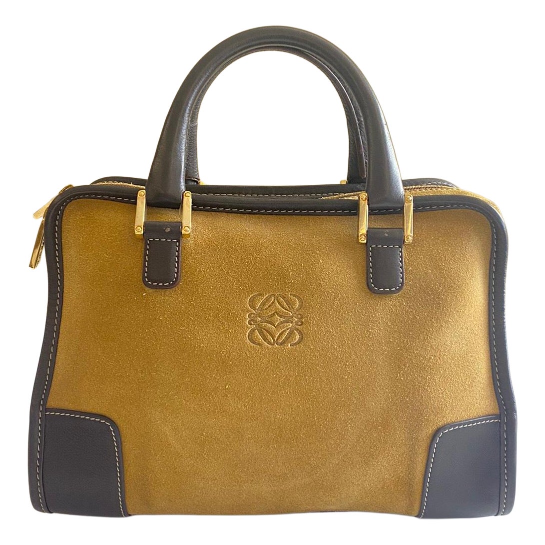 Loewe Amazona 29 Tan Brown Brown Suede and Leather Top Handle Bag en vente