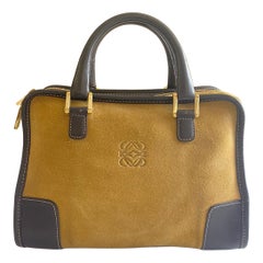 Loewe Amazona 29 Tan Braun Wildleder und Leder Top Handle Tasche