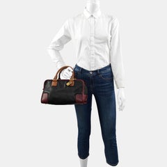 Loewe Amazona 29 Tricolor Negro Borgoña Marrón Bolso de Asa Superior de Piel
