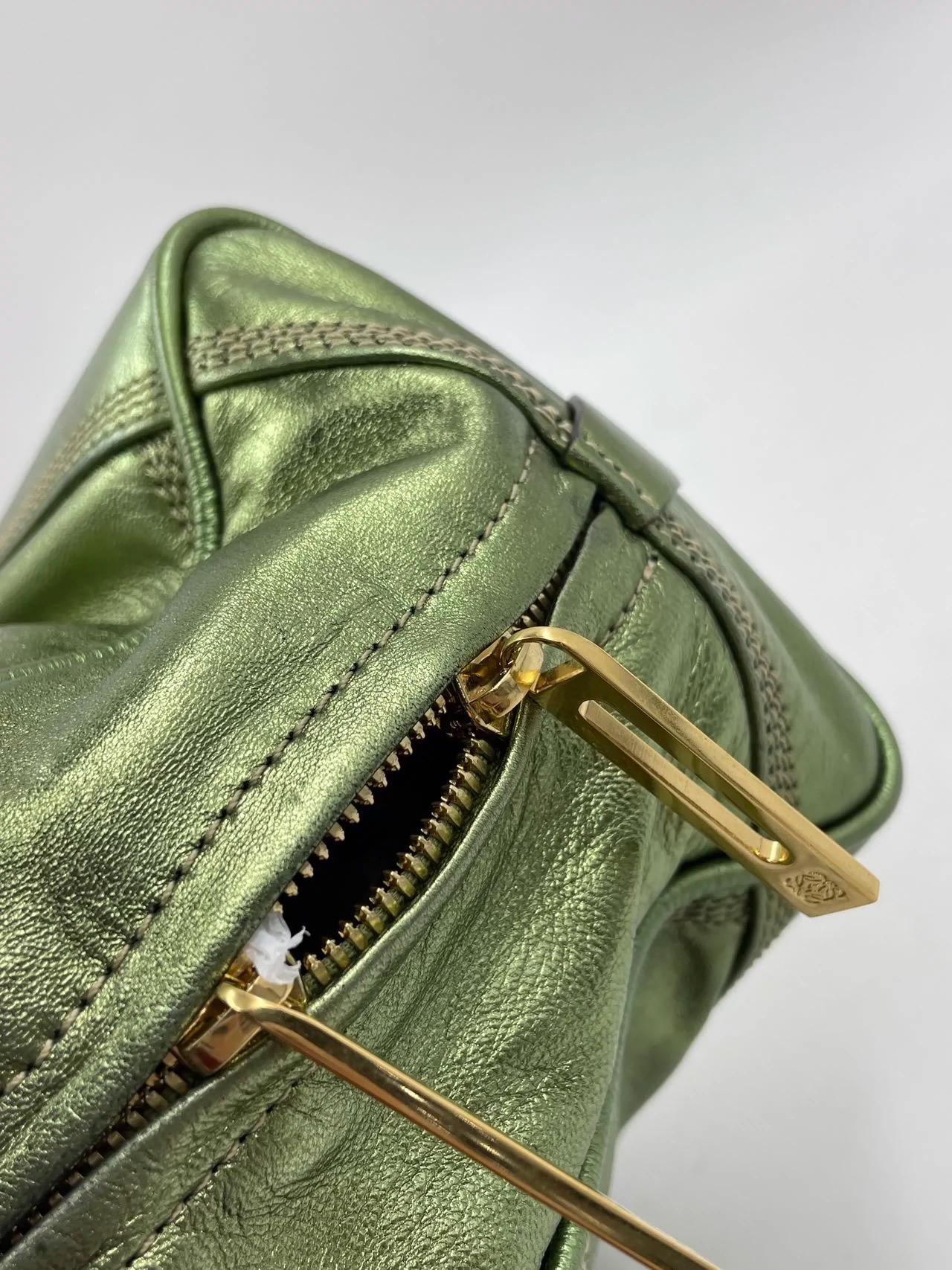 Loewe Amazona 29 Zip Around in Metallic Green Lambskin Leather For Sale 6
