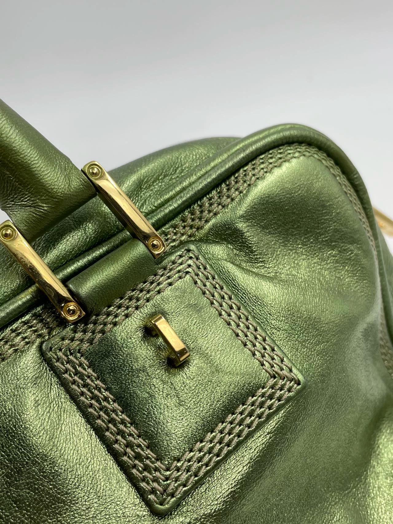 Loewe Amazona 29 Zip Around in Metallic Green Lambskin Leather For Sale 8
