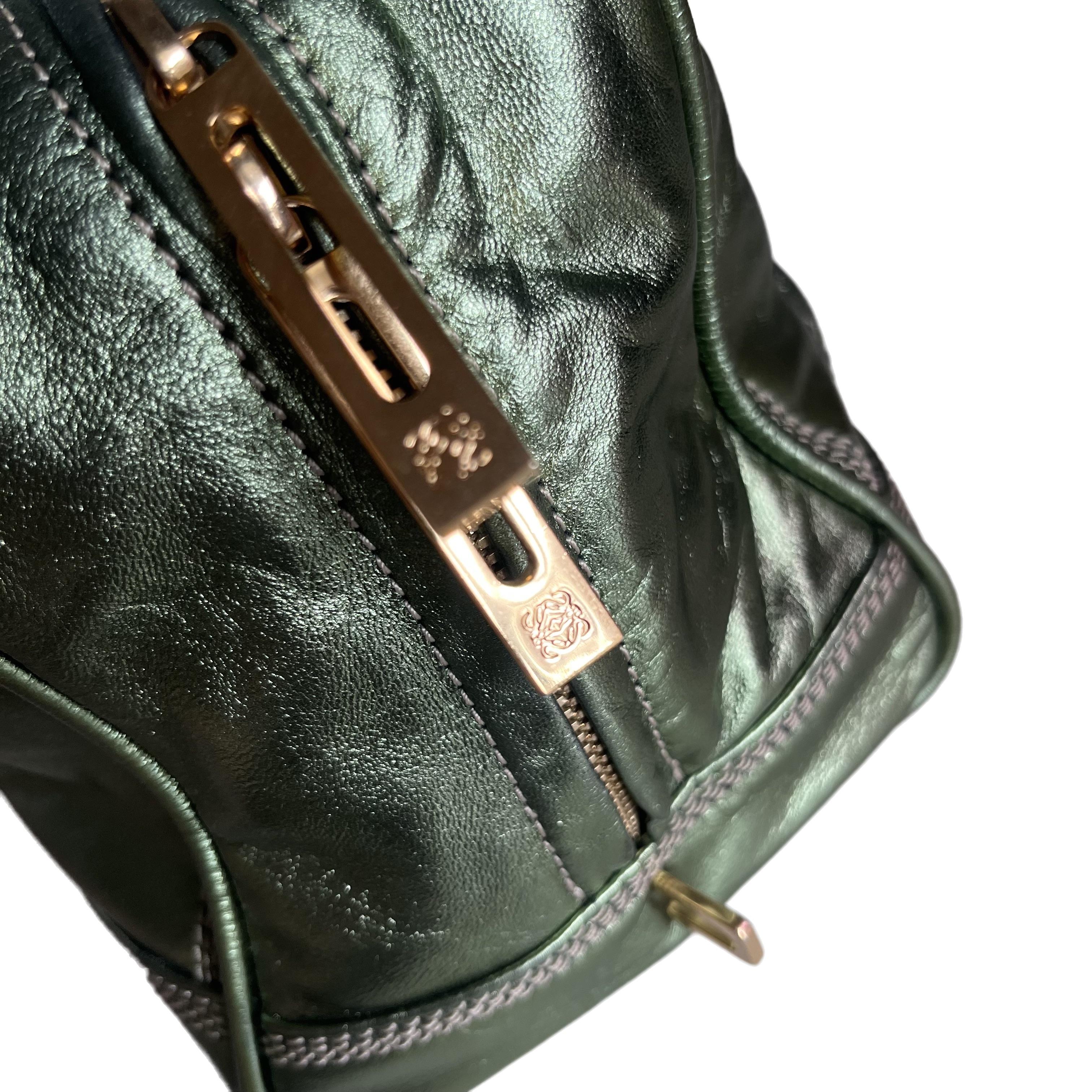 Loewe Amazona 29 Zip Around in Metallic Green Lambskin Leather For Sale 10