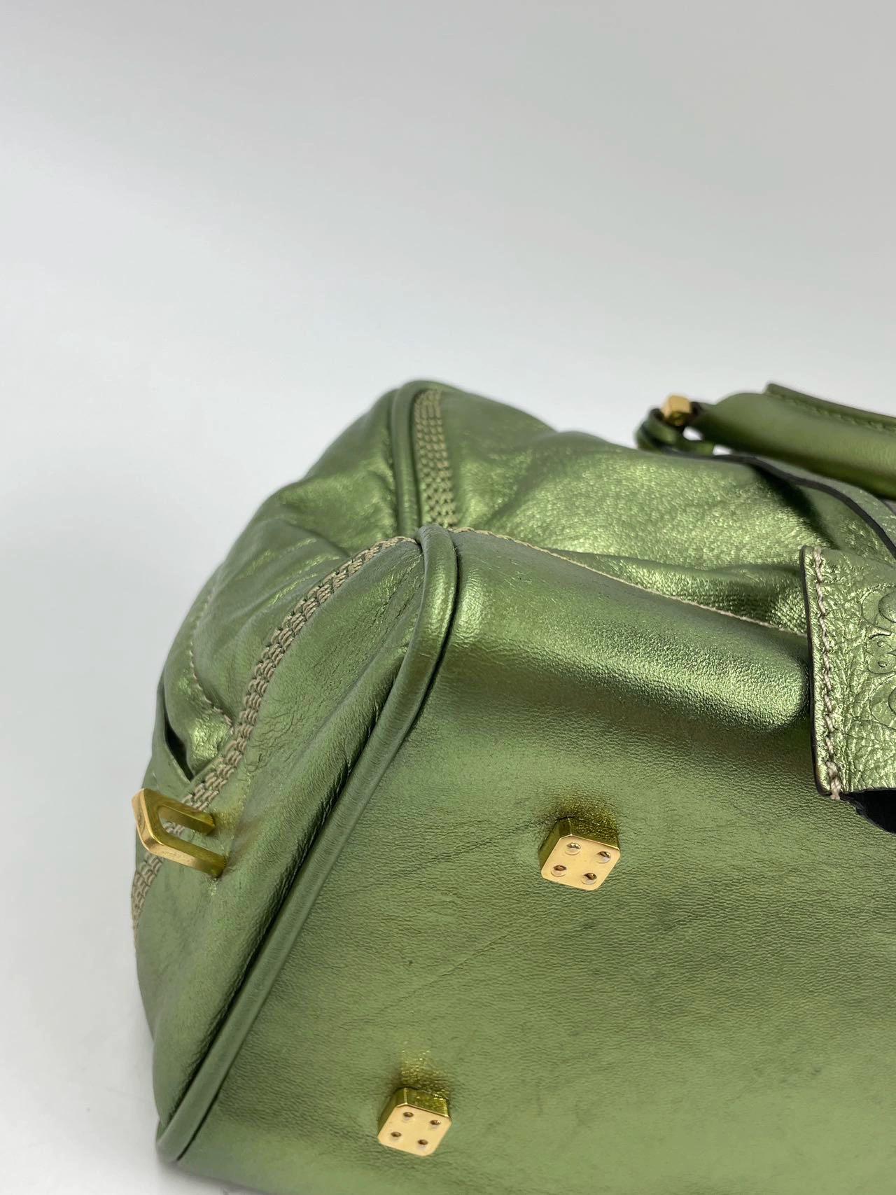 Loewe Amazona 29 Zip Around in Metallic Green Lambskin Leather For Sale 1