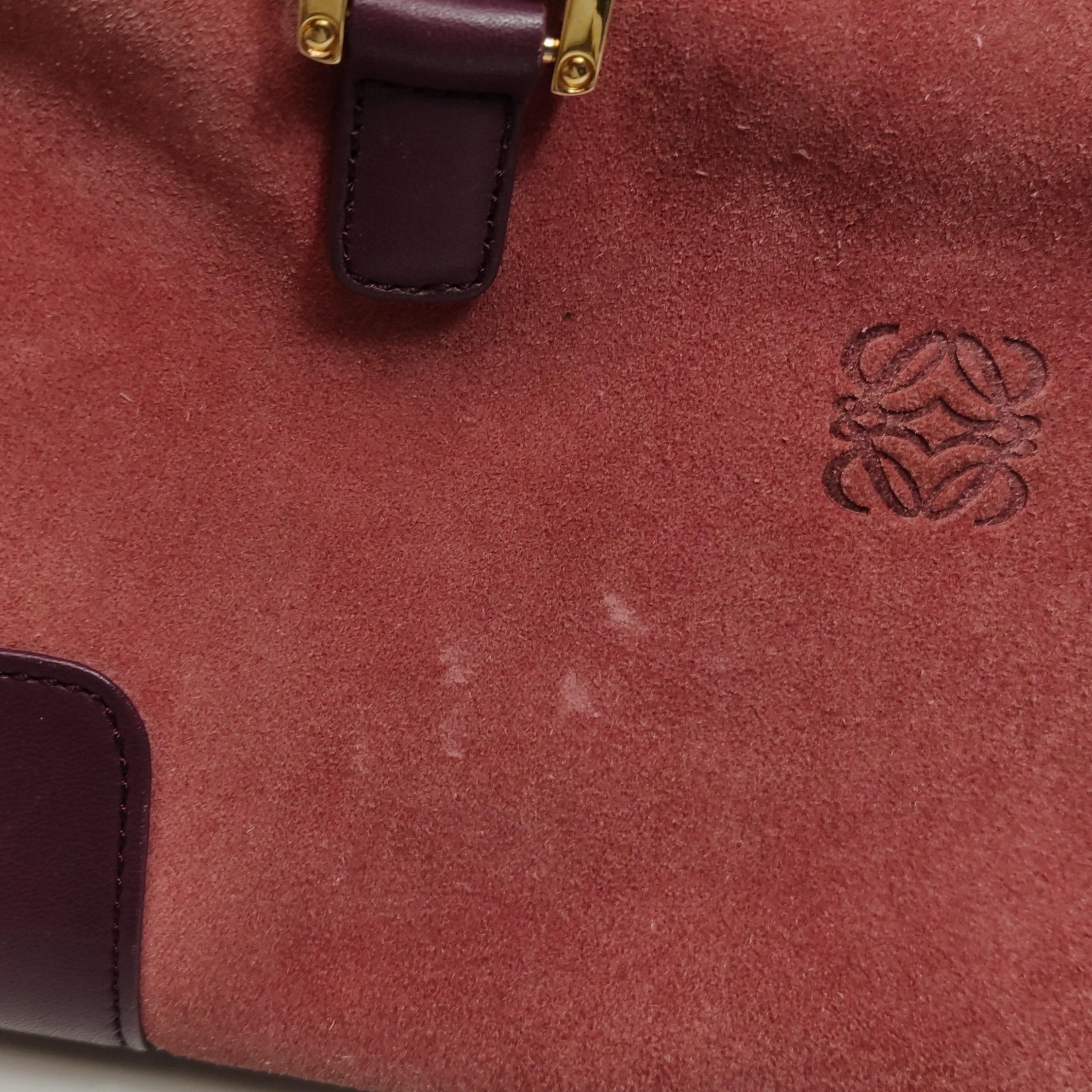 Loewe Amazona 35 East West Borsa a tracolla in pelle scamosciata rossa in vendita 7