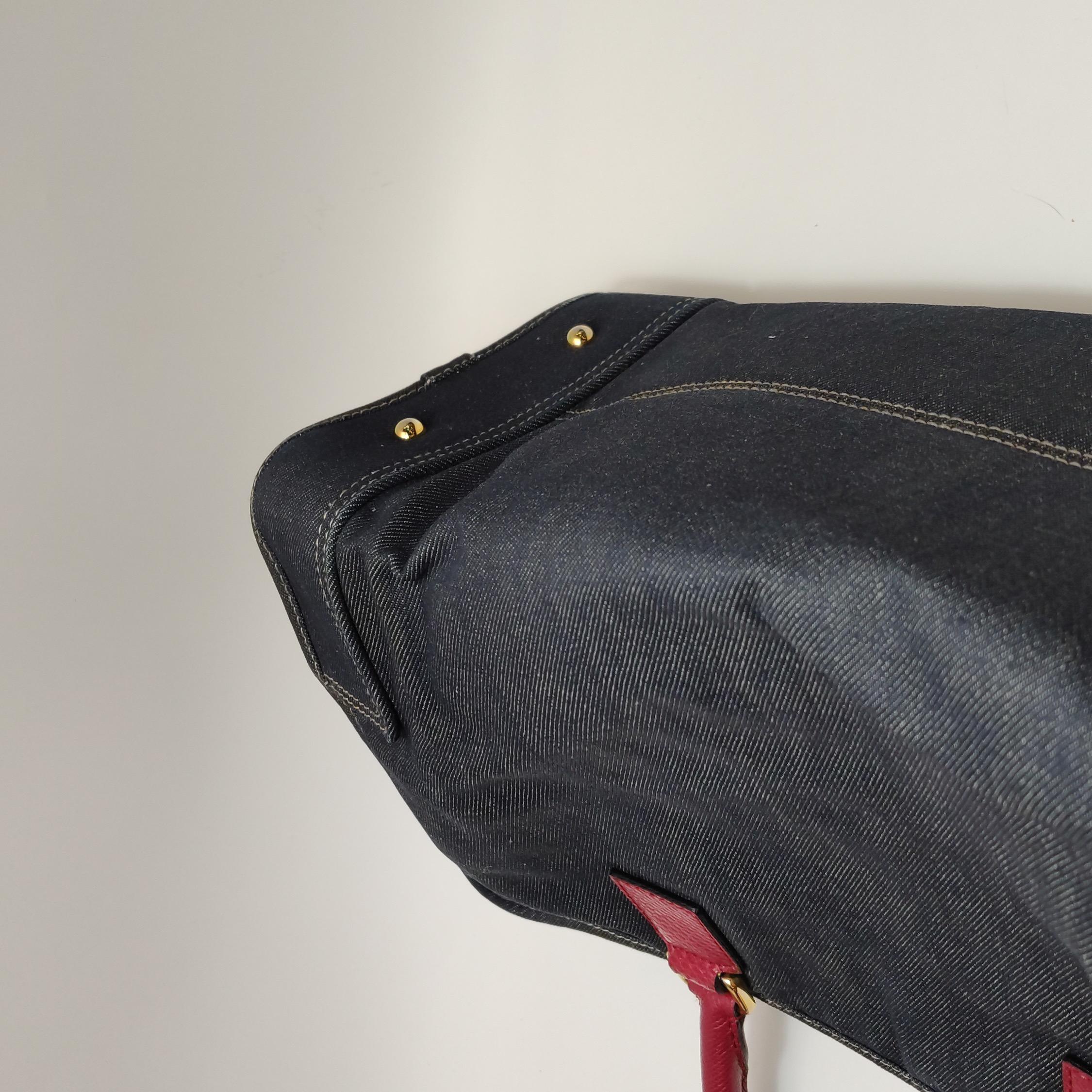 Loewe Amazona 36 Grande Vaquero azul marino y asas rojas en venta 9