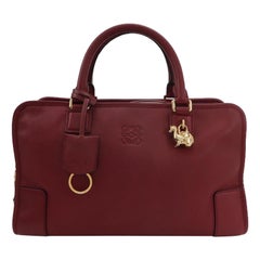 Loewe Amazona 36 Medium Burgundy Leather Dragon Lock Gold-tone Hardware