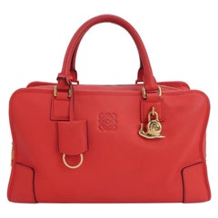 Loewe Amazona 36 Medium Red Leather Snail Lock Gold-tone Hardware